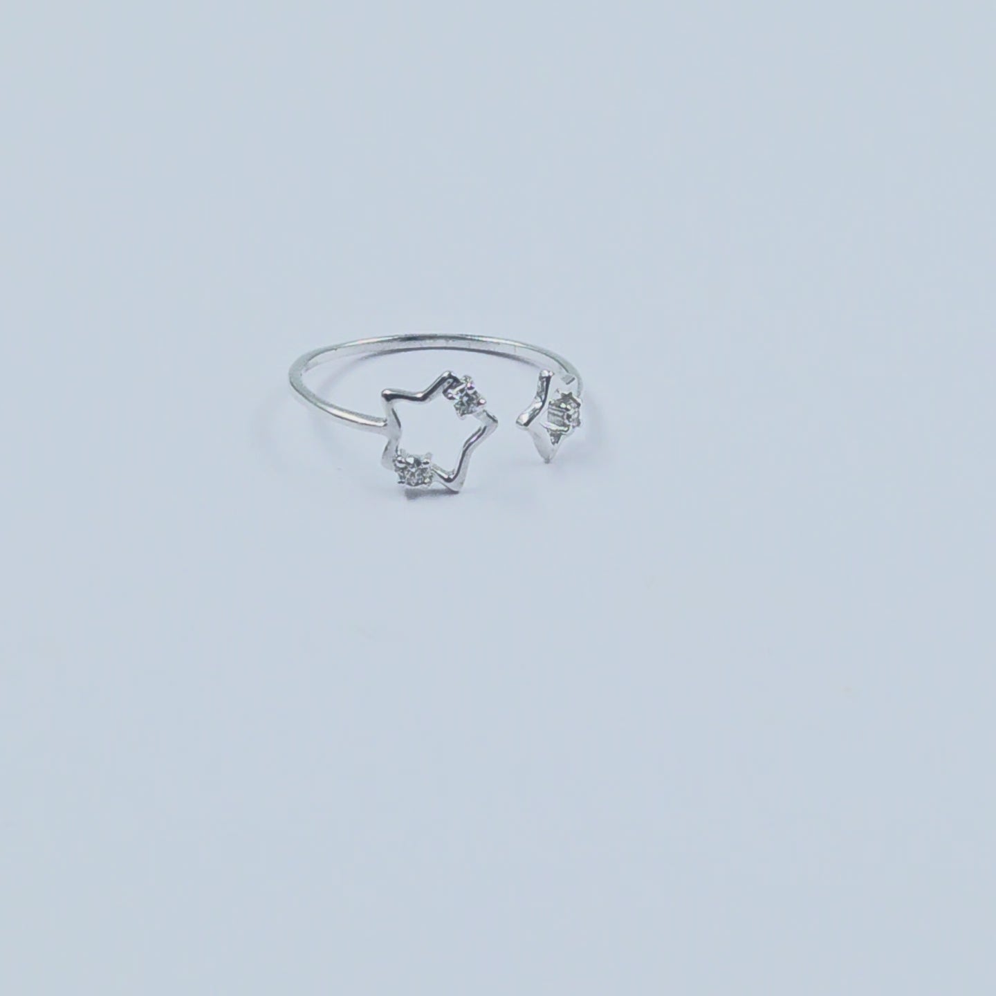 Star Duo Adjustable Lab-Grown Diamond Ring in Sterling Silver