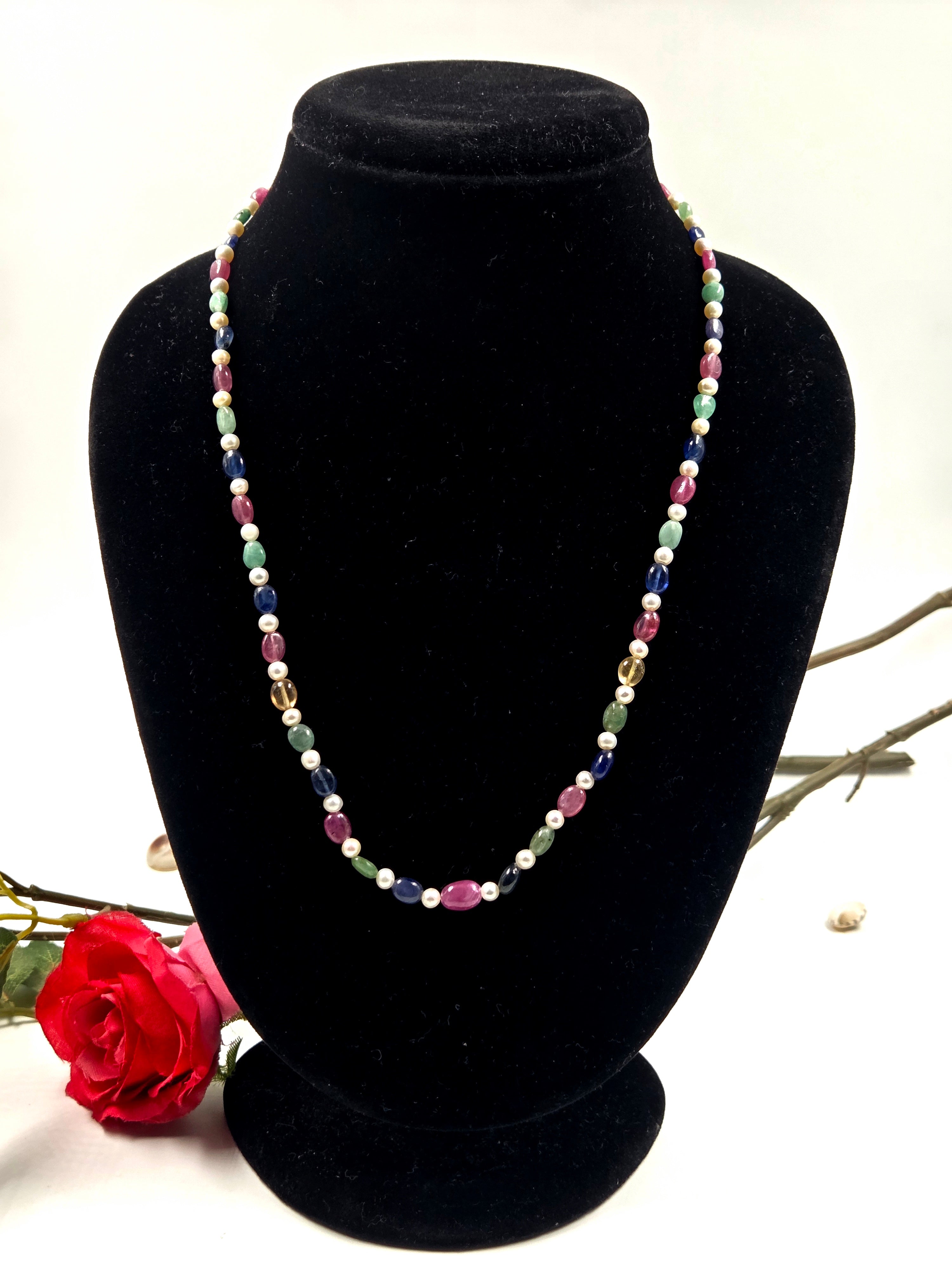 Ratna Pearl Flow – Gemstone Necklace
