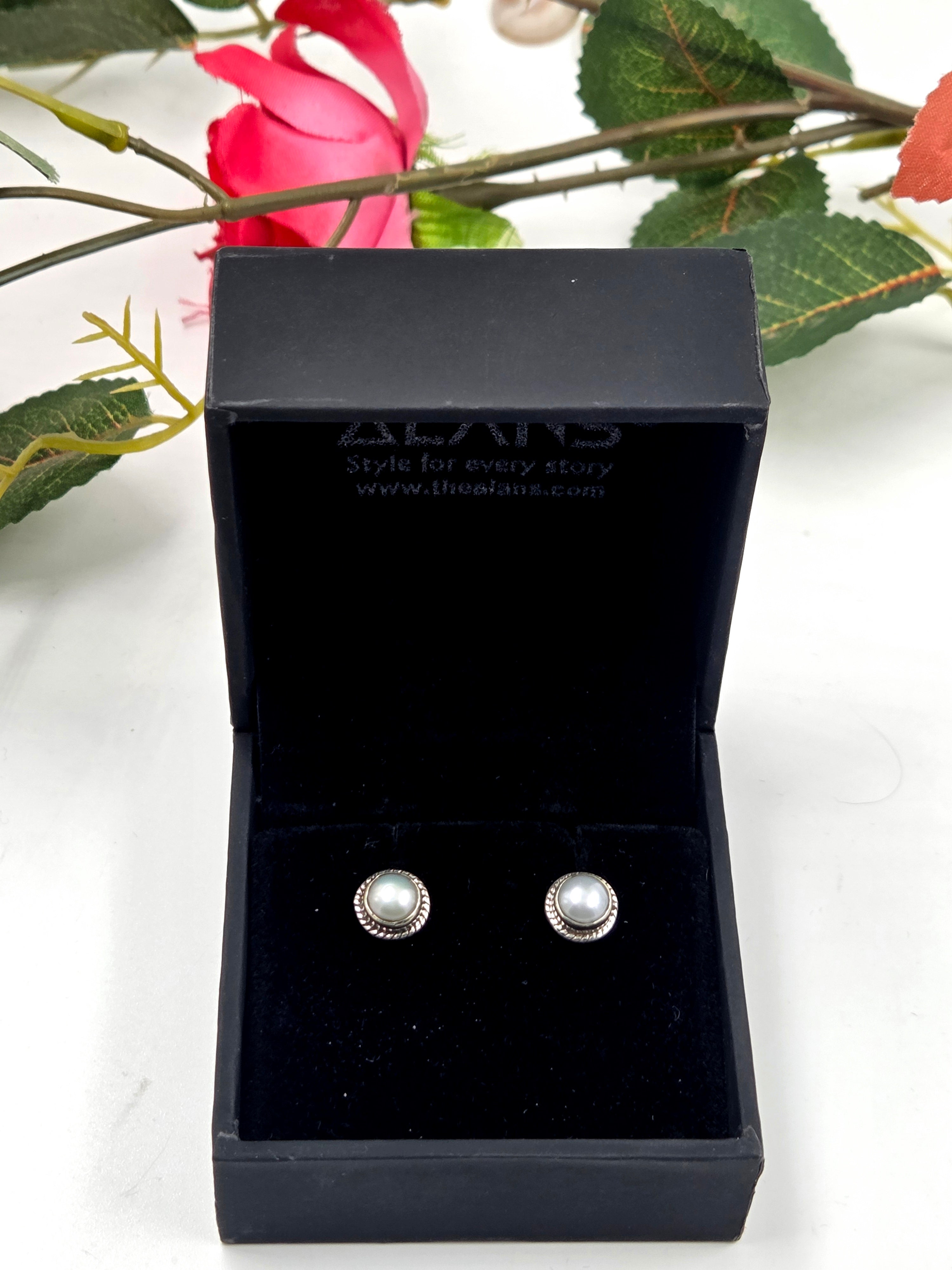 Pearl Frame Sterling Silver Studs