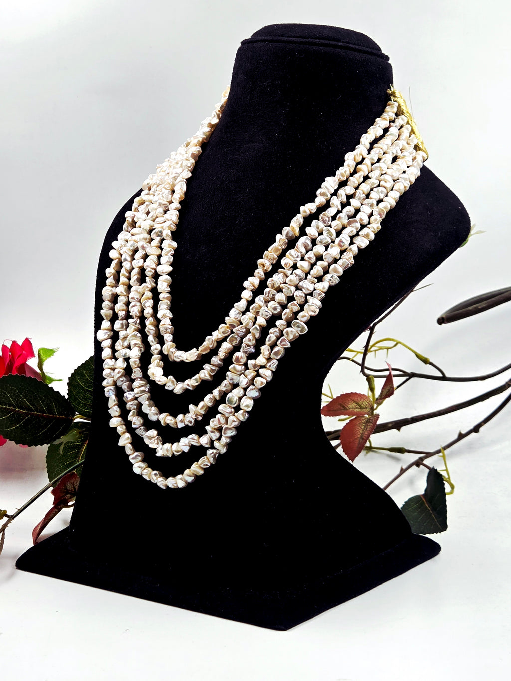 5-Strand Natural Irregular Freshwater Pearl Necklace – Sarafa Style