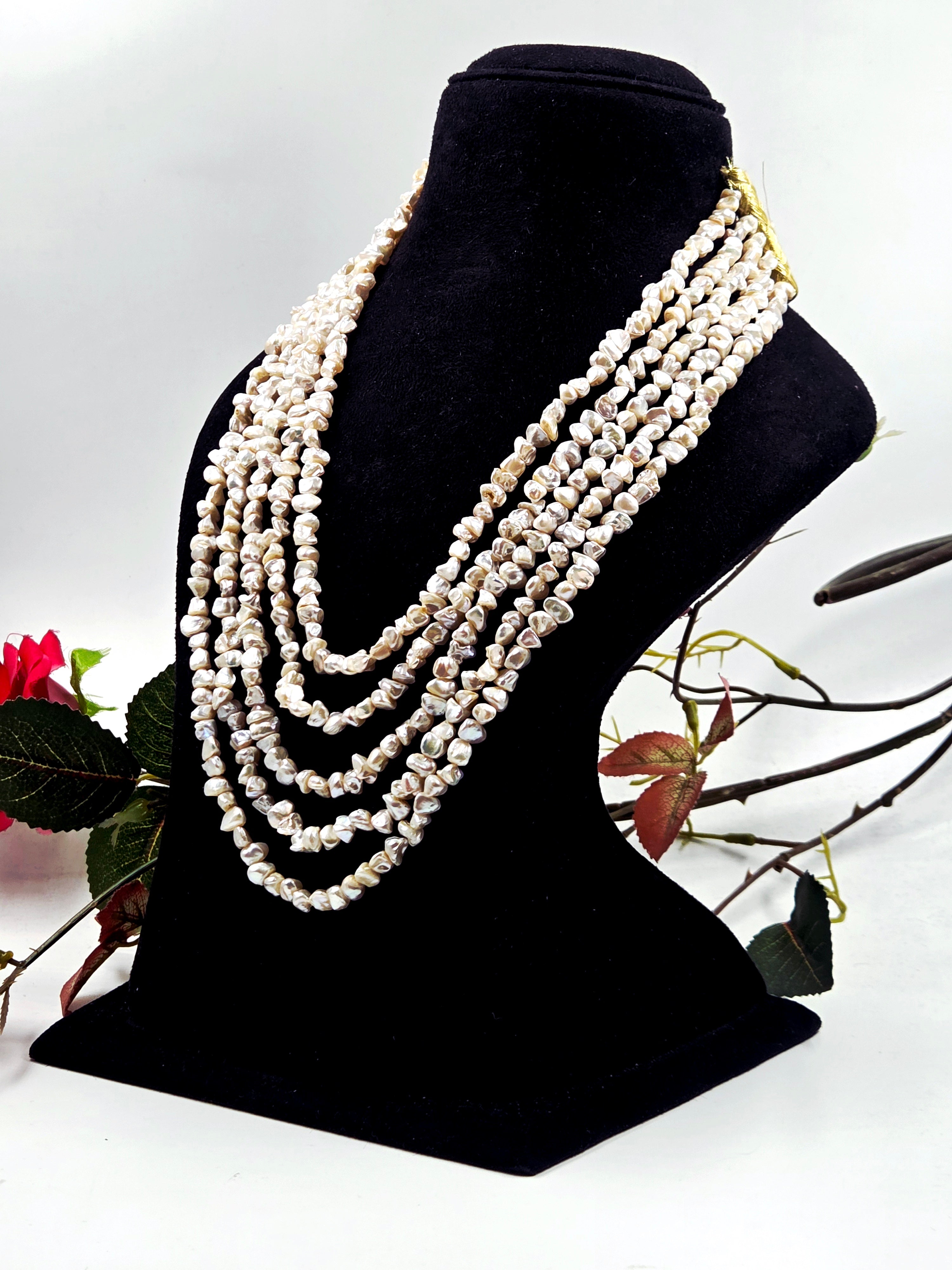 5-Strand Natural Irregular Freshwater Pearl Necklace – Sarafa Style