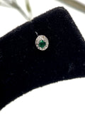 Natural Diamond & Emerald Sterling Silver Nose Pin