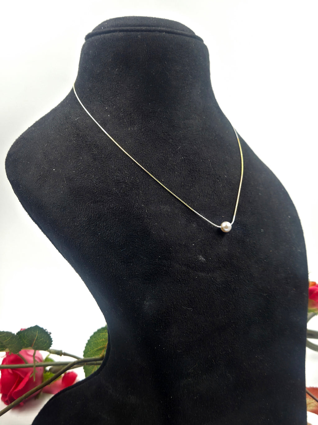 Dual Tone Sterling Silver Chain with Single Freshwater Pearl