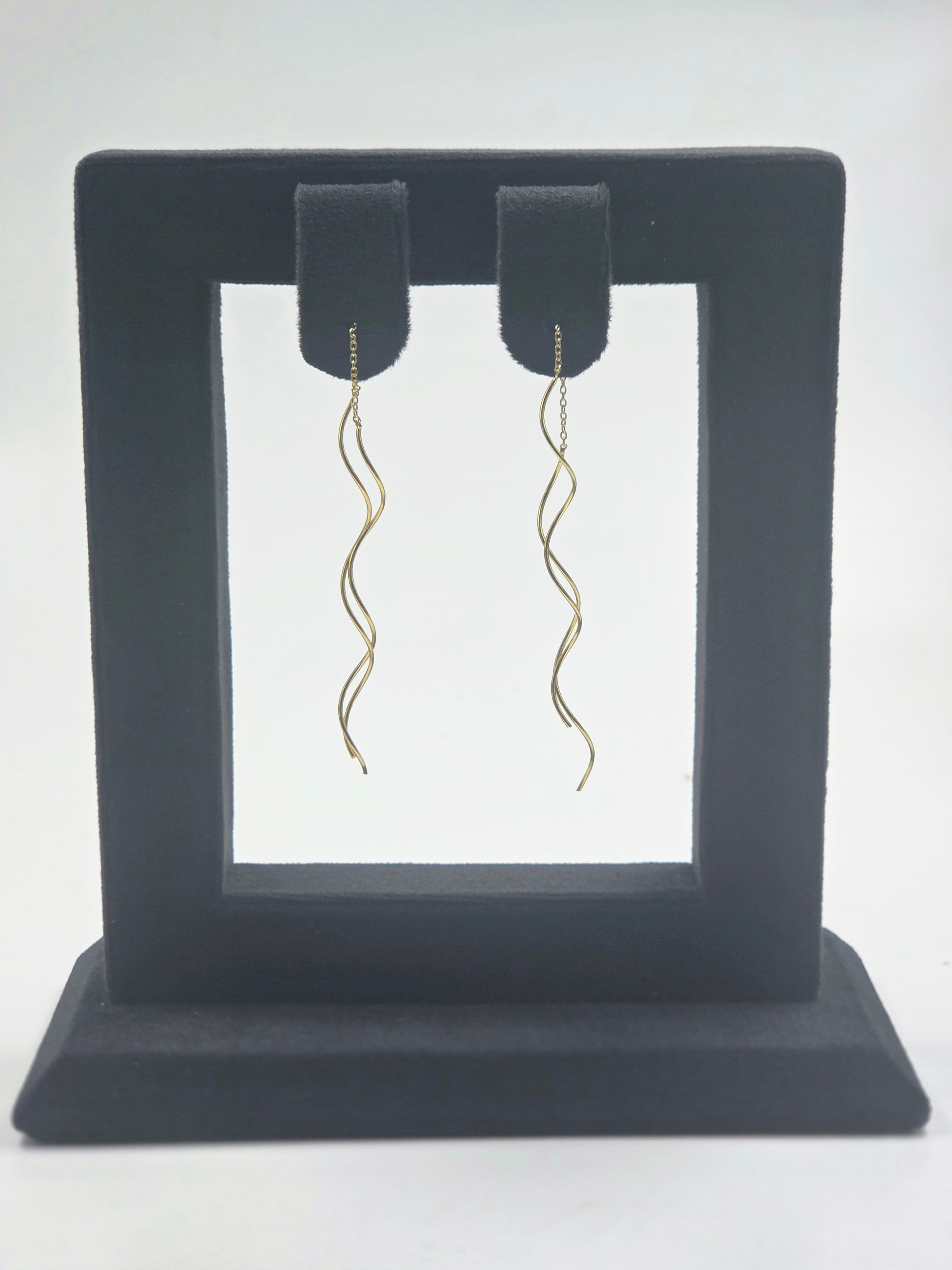 Sterling Silver Wave Dangle Earrings