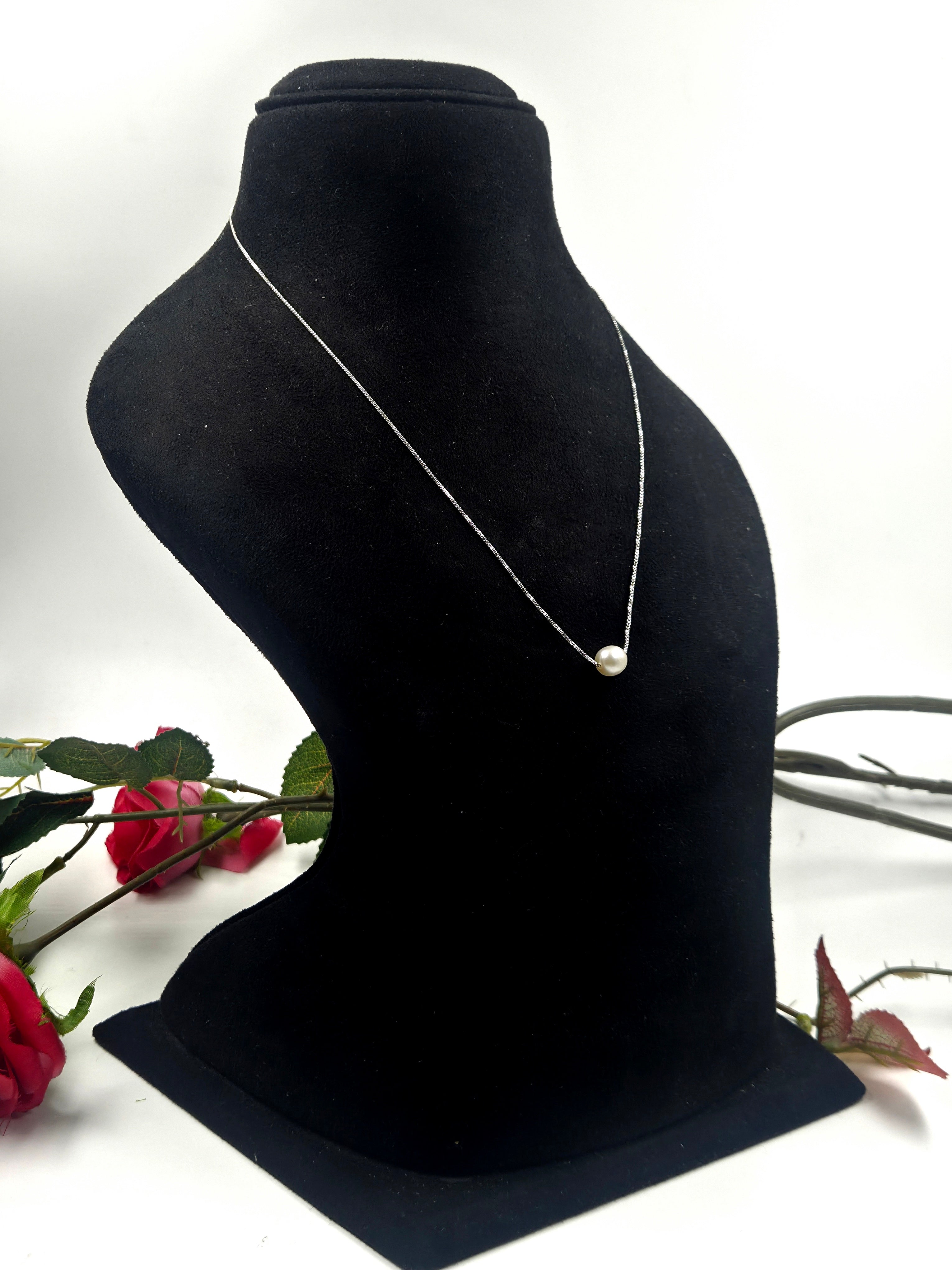 Sterling Silver Chain with Single Freshwater Pearl