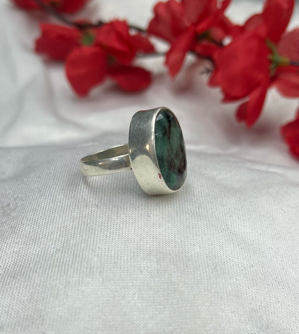 Natural Emerald Ring – Sterling Silver with Certificate