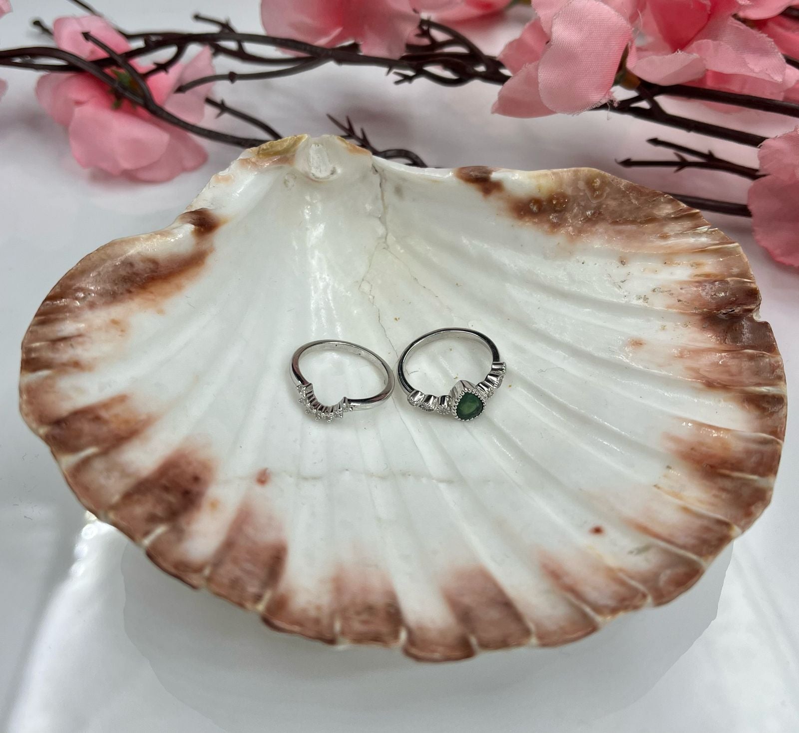 Emerald Glow Stack Ring – Sterling Silver with Lab-Grown Diamond