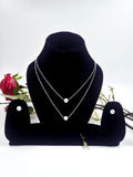 Double-Layer Freshwater Pearl Necklace with Stud Earrings in Sterling Silver