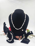 Freshwater Pearl and Amethyst Necklace Set in Sterling Silver