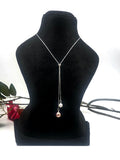 Twin Freshwater Pearl Drop Necklace in Sterling Silver