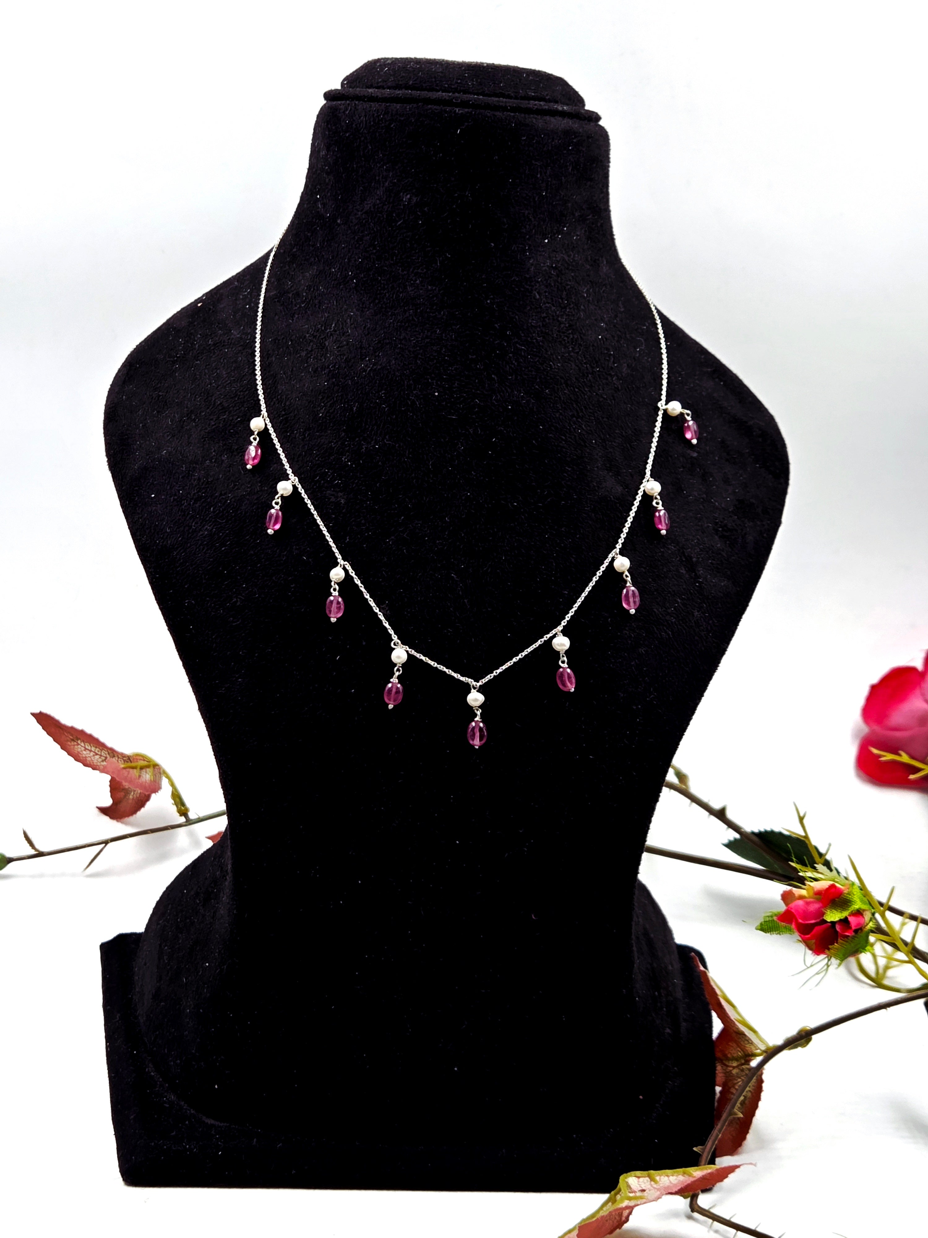 GF Ruby Solitaire Necklace in Sterling Silver