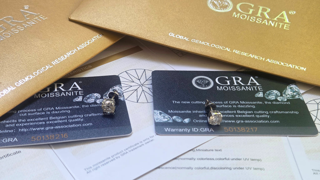 Moissanite Earrings in Sterling Silver with Certificate