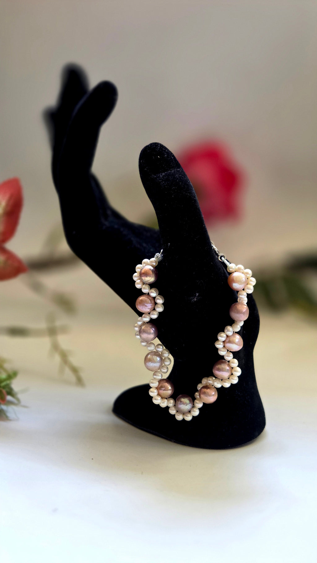Blush & Cream Pearl Wave Bracelet