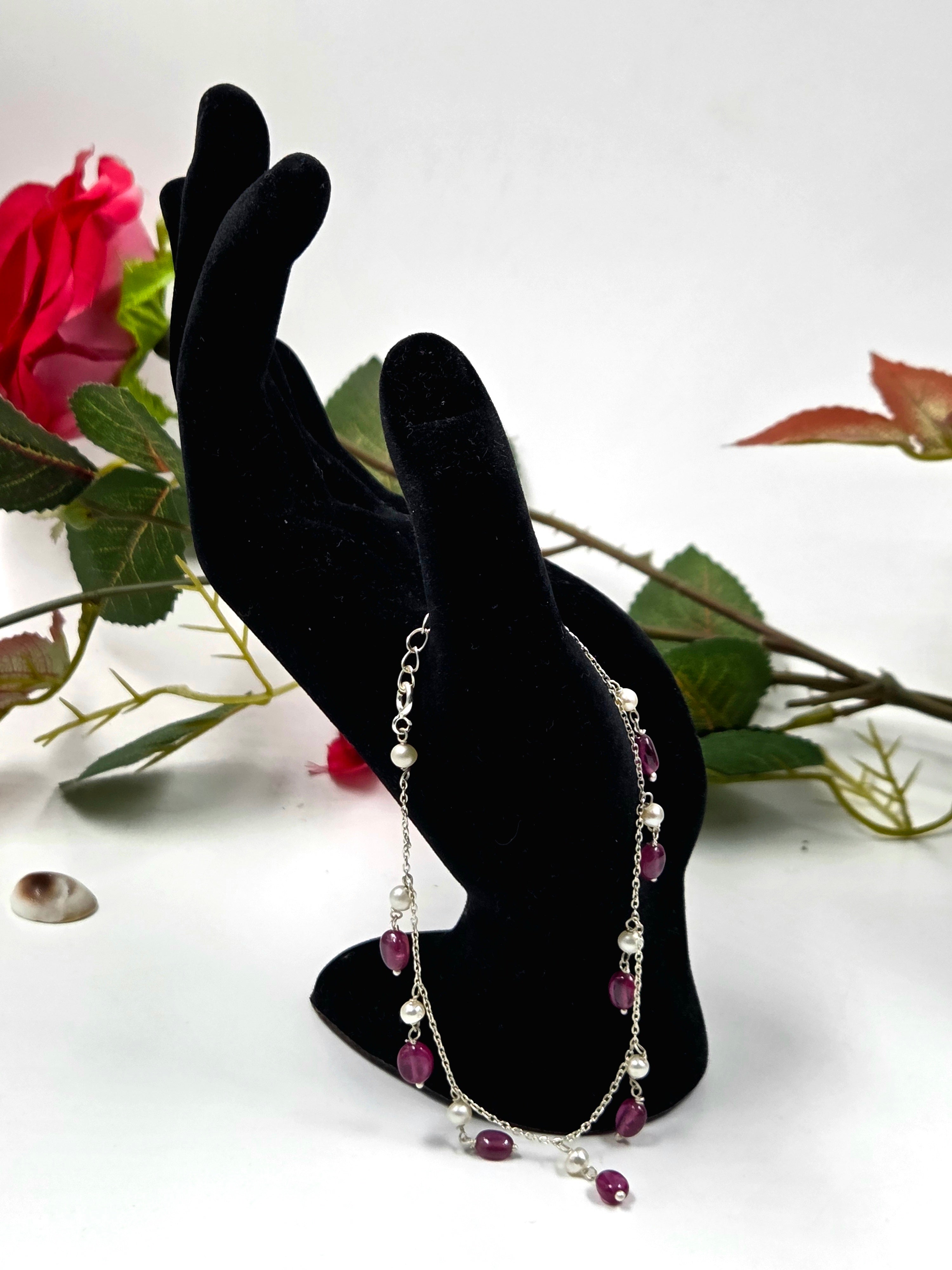 GF Ruby Drop Necklace, Bracelet & Earrings Set