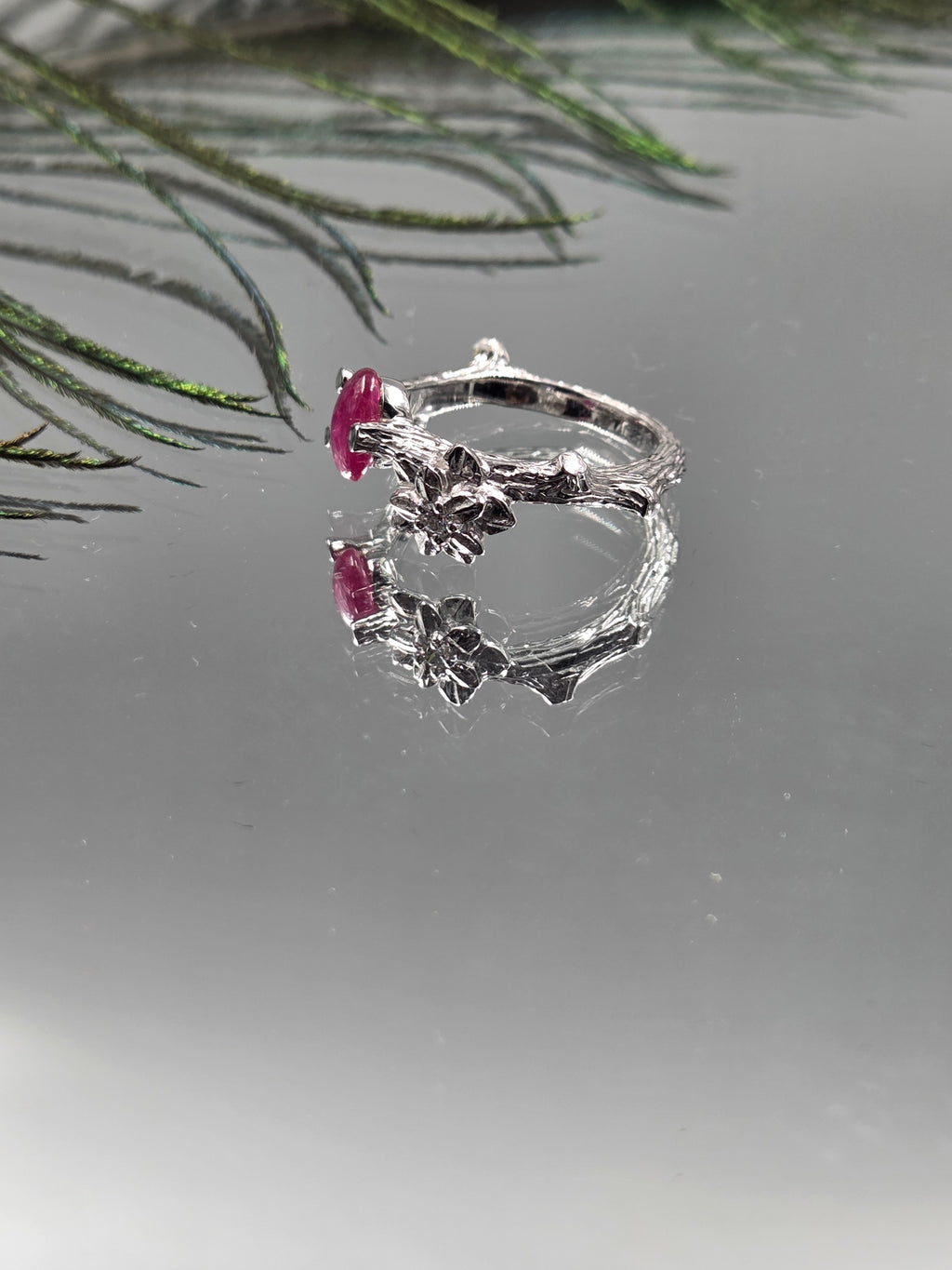 GF Ruby & Lab-Grown Diamond Sterling Silver Ring with Certificate