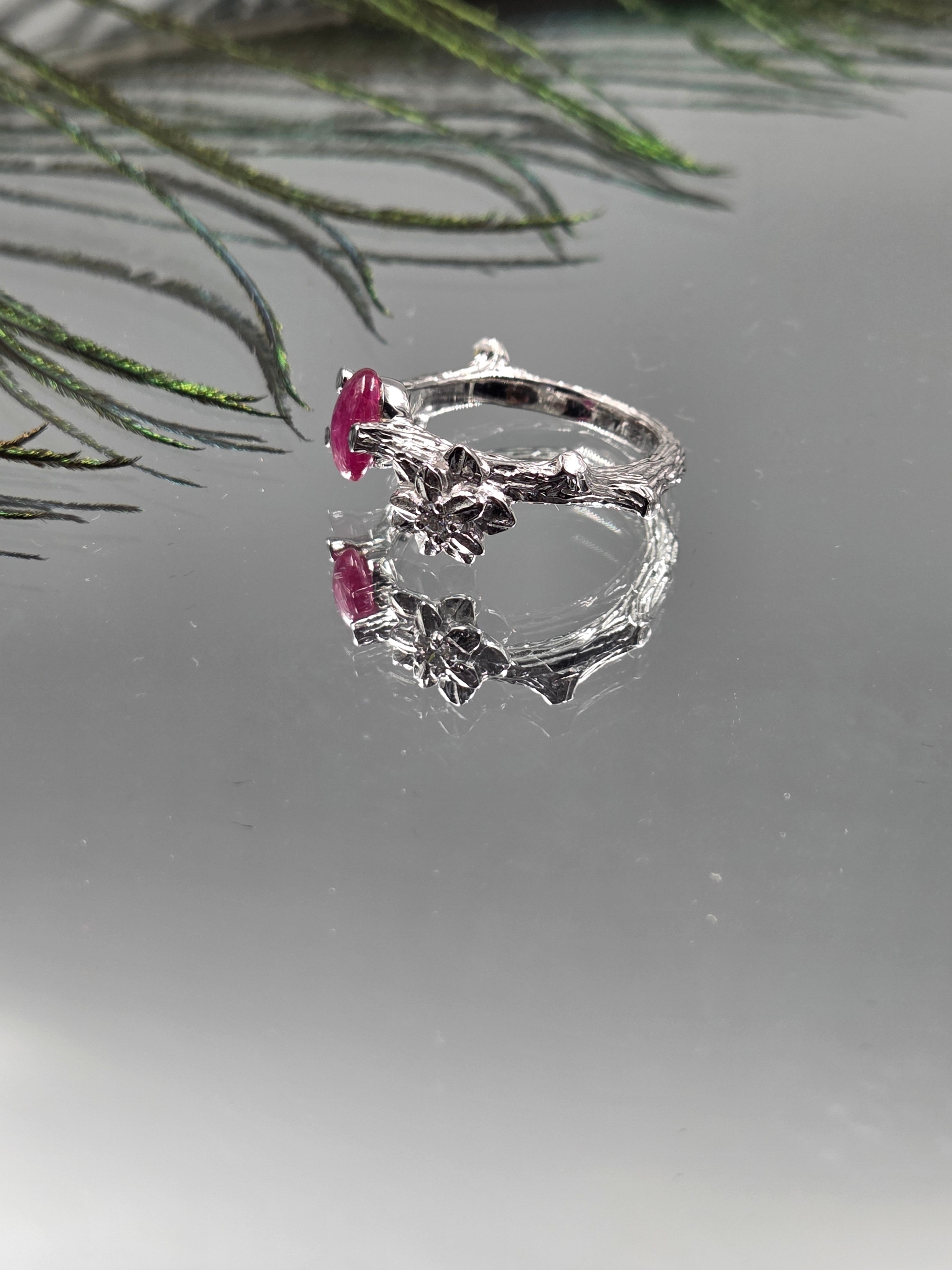 GF Ruby & Lab-Grown Diamond Sterling Silver Ring with Certificate