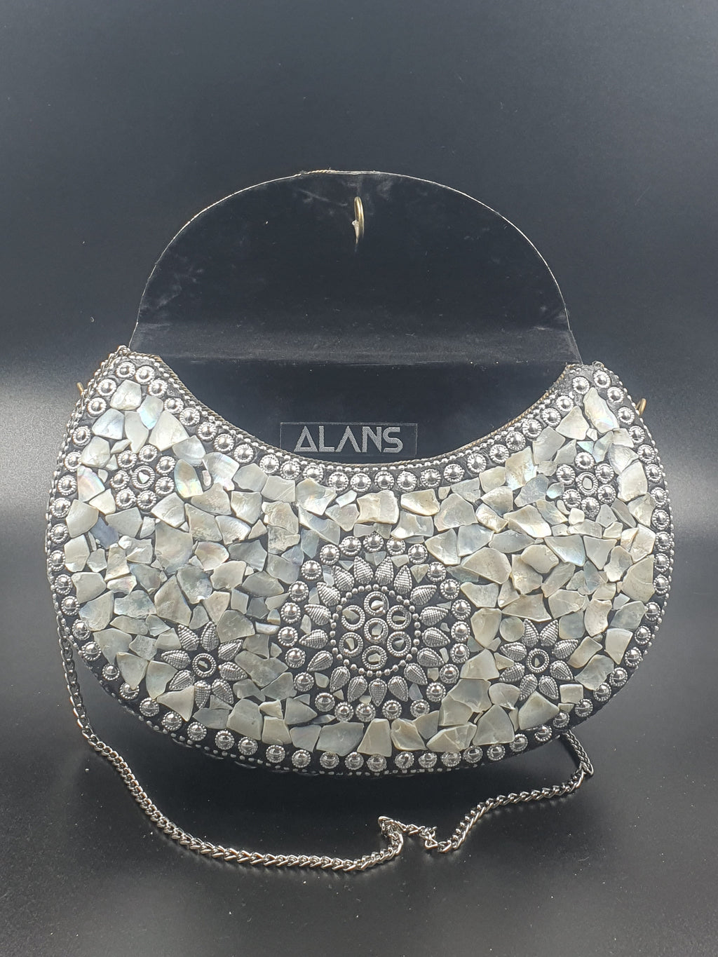 Sea Shell Mosaic Metal Clutch