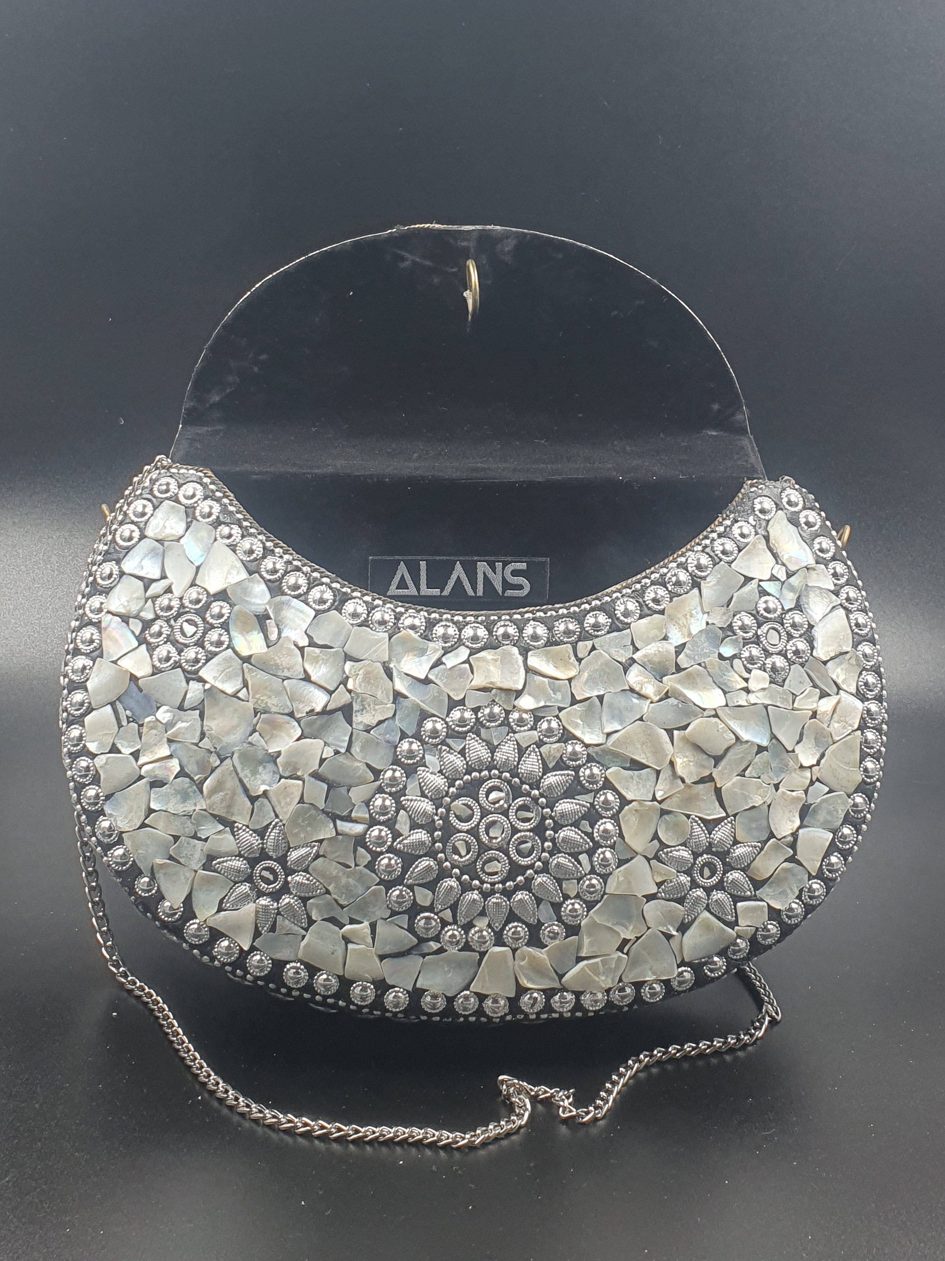 Sea Shell Mosaic Metal Clutch