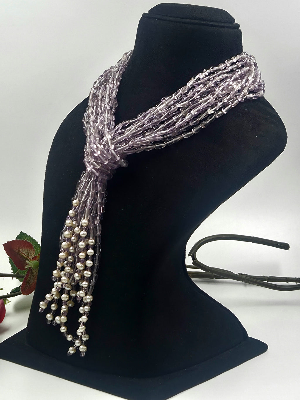 6-Strand Amethyst Scarf Necklace with Freshwater Pearls