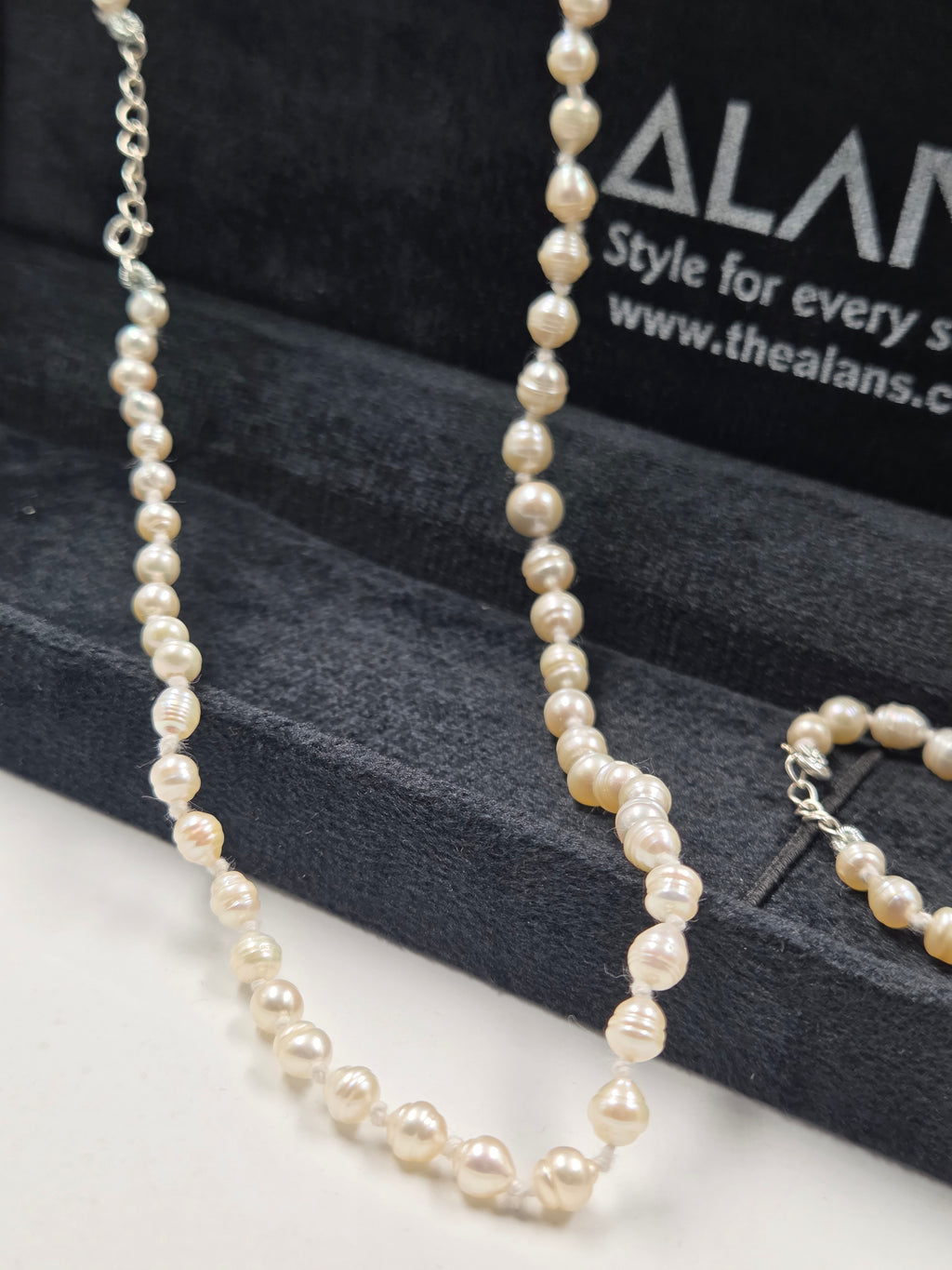 Freshwater Pearl Necklace & Bracelet Set – Sterling Silver, 5mm Pearls