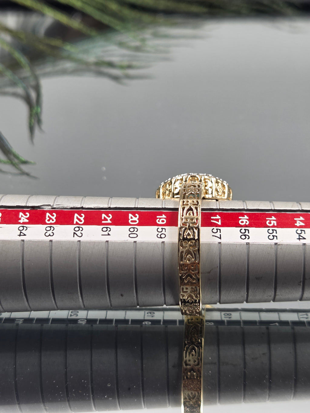 Victorian-Inspired Sterling Silver Ring with Lab-Grown Diamonds (Golden Finish)