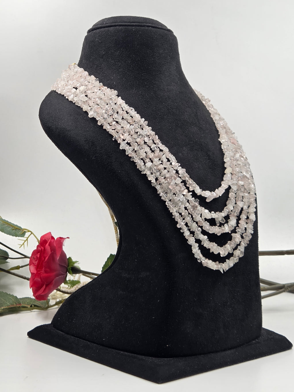 5-Line Rose Quartz Necklace – Sarafa Style