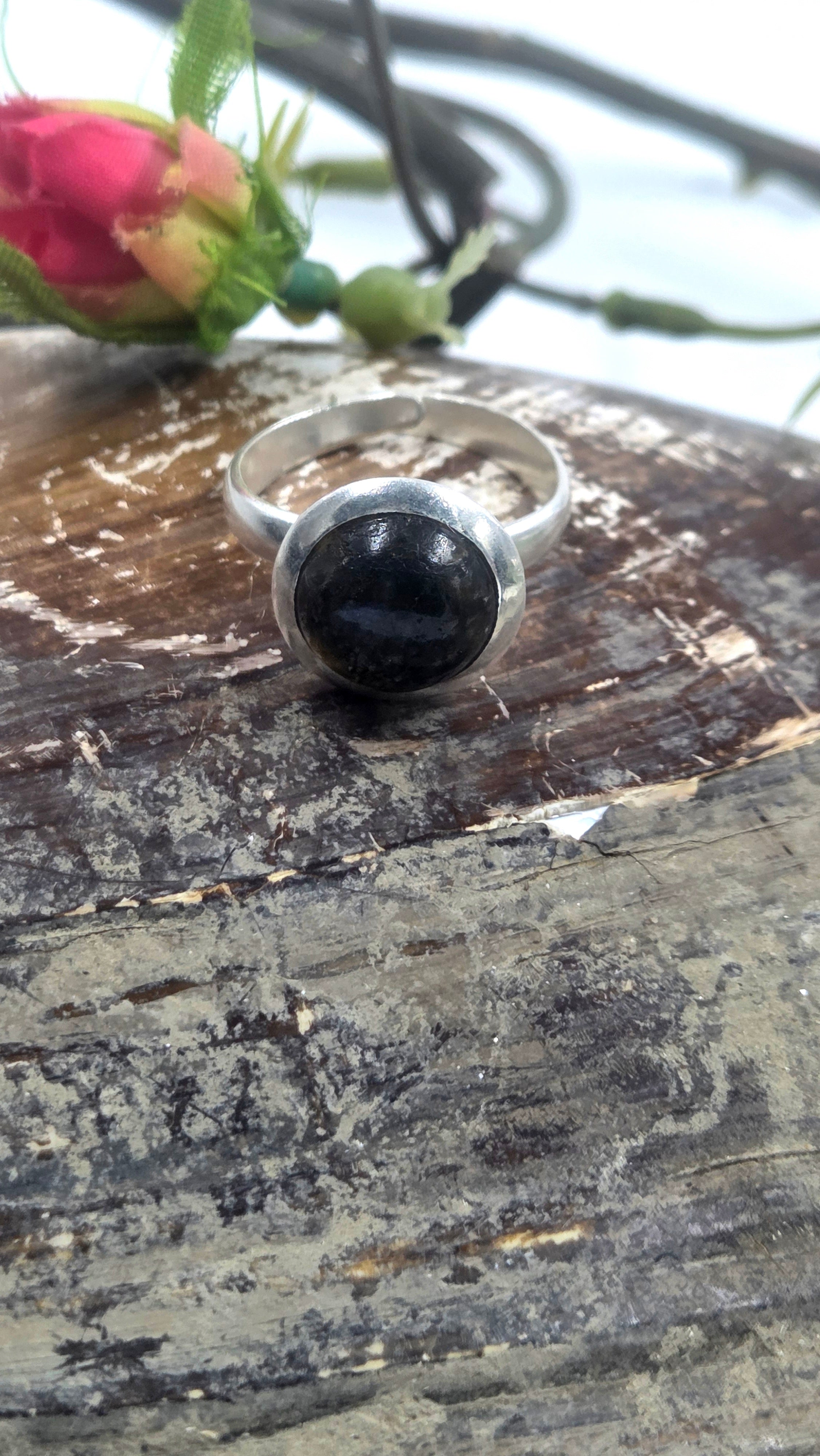 Adjustable Labradorite Ring in 92.5 Sterling Silver