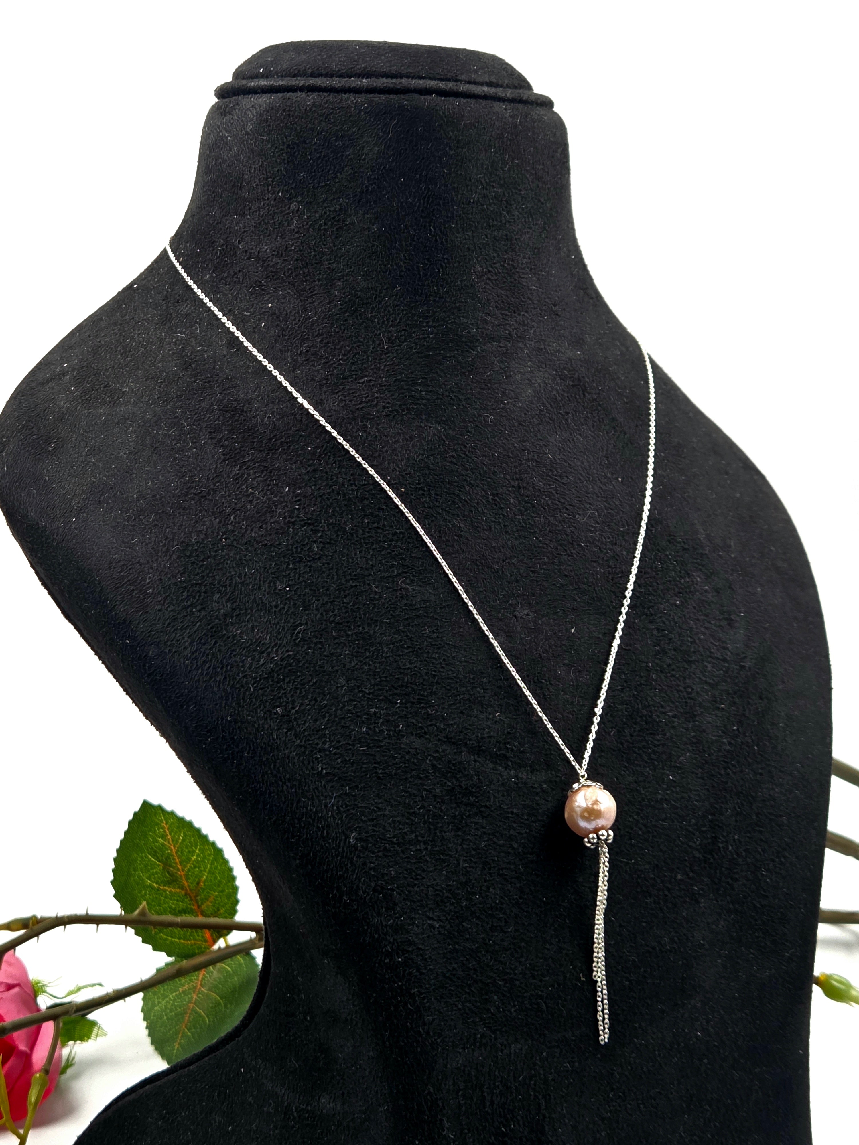 Blush Freshwater Pearl Drop Necklace in Sterling Silver