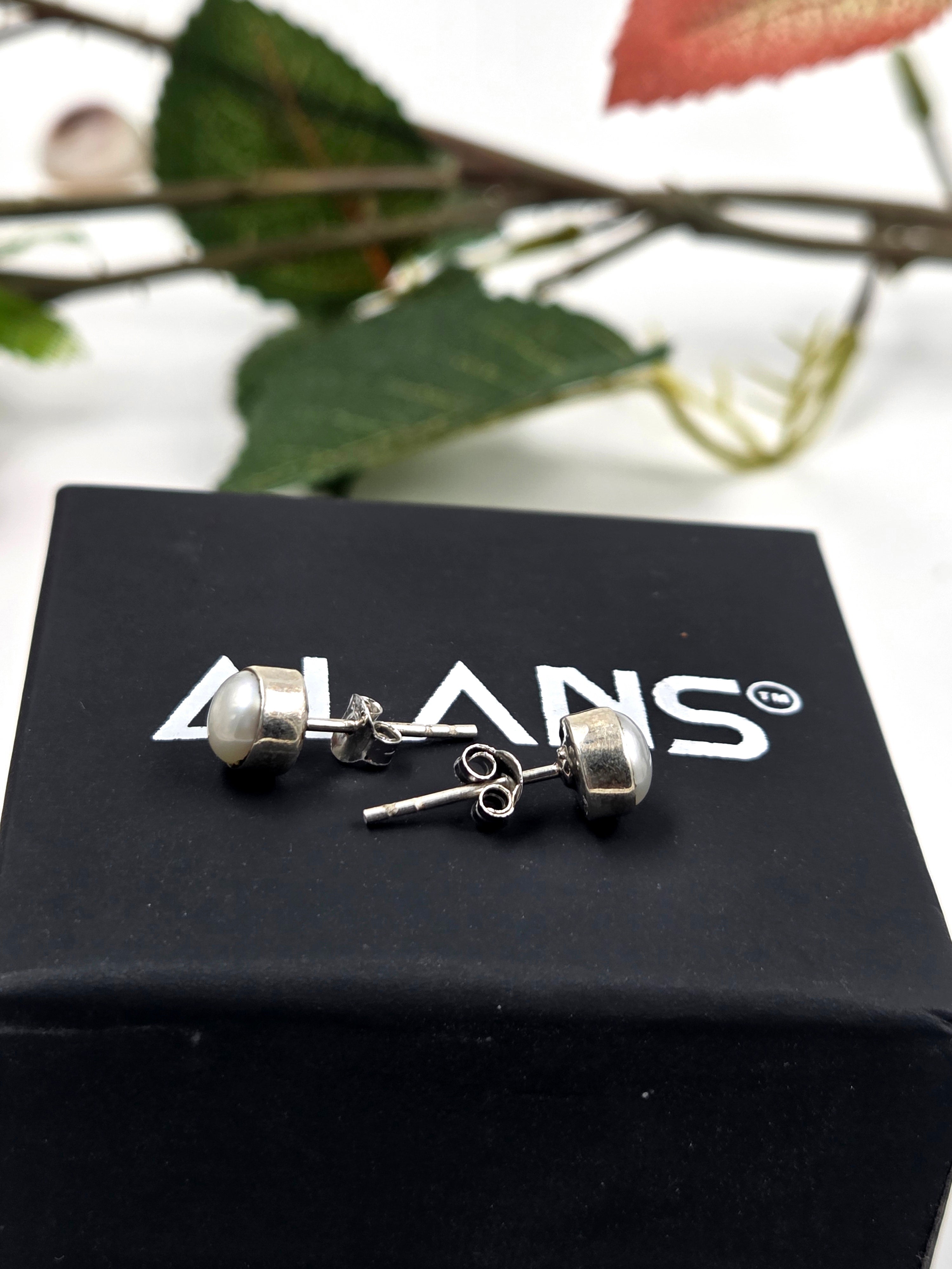 Pearl Frame Sterling Silver Studs