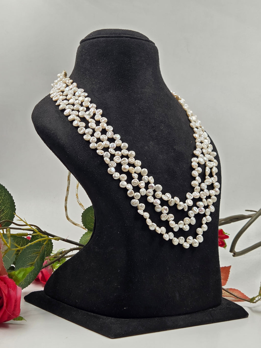 3-Line Coin Freshwater Pearl Necklace – Sarafa Style