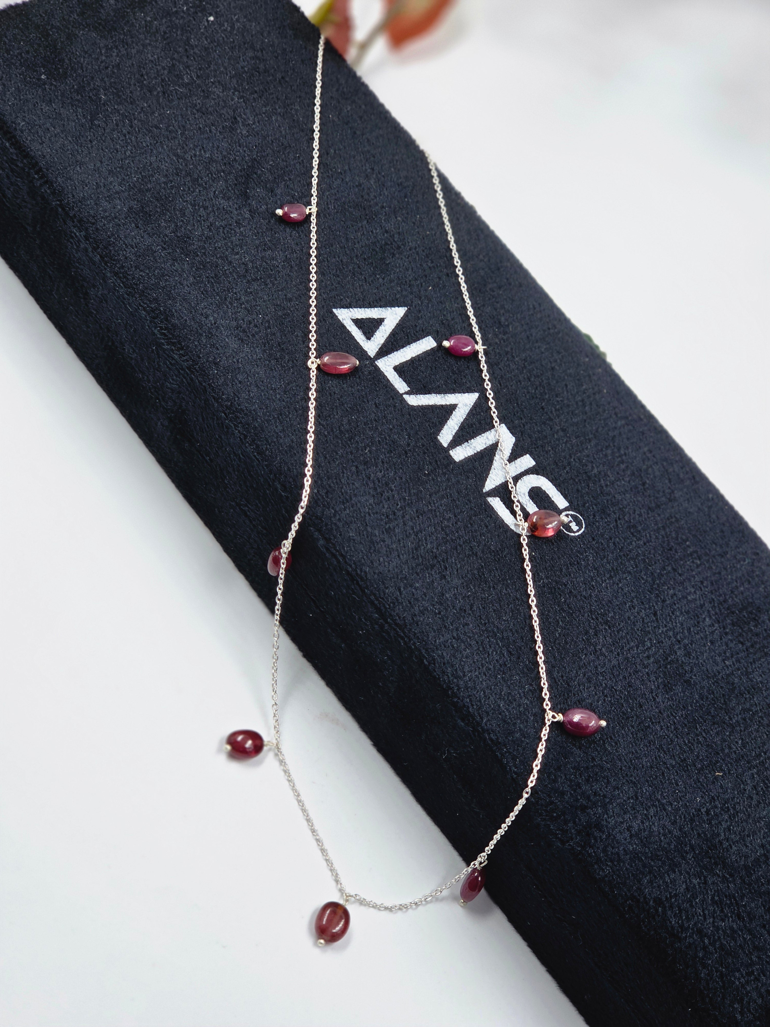 GF Ruby Drop Necklace in Sterling Silver