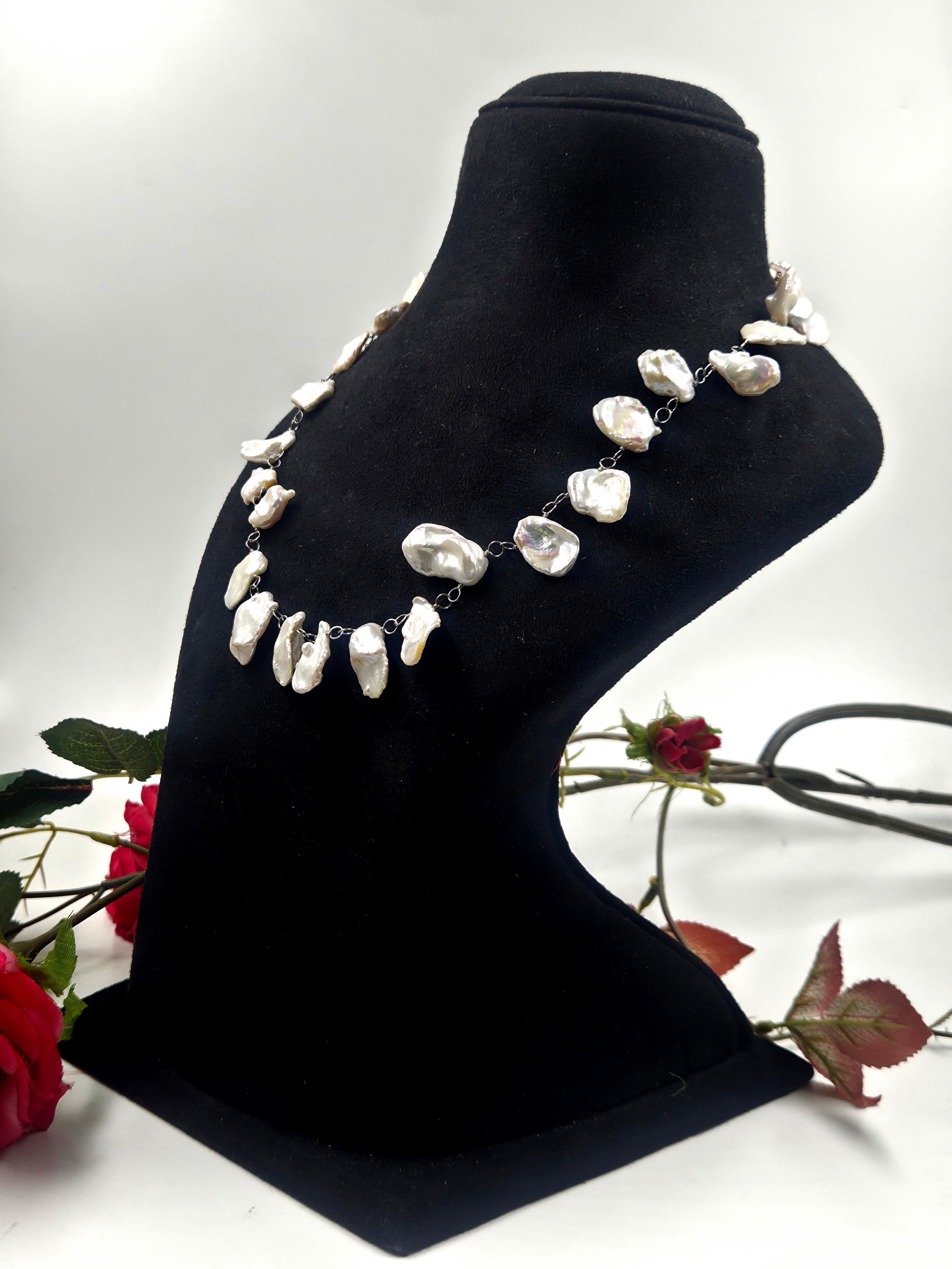 Baroque Freshwater Pearl Necklace in Sterling Silver