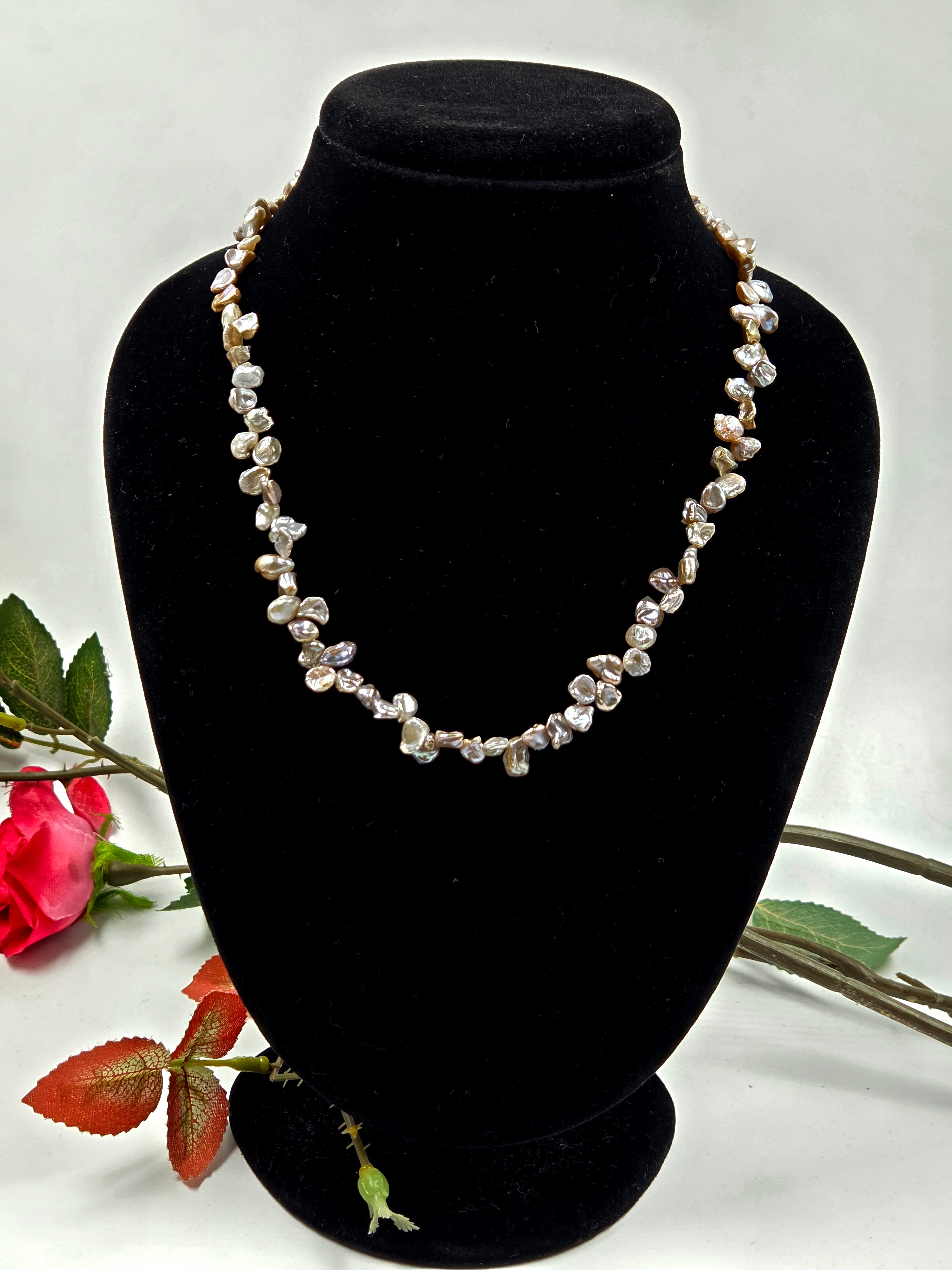 Irregular Shape Freshwater Pearl Necklace Set- 16.5 inches
