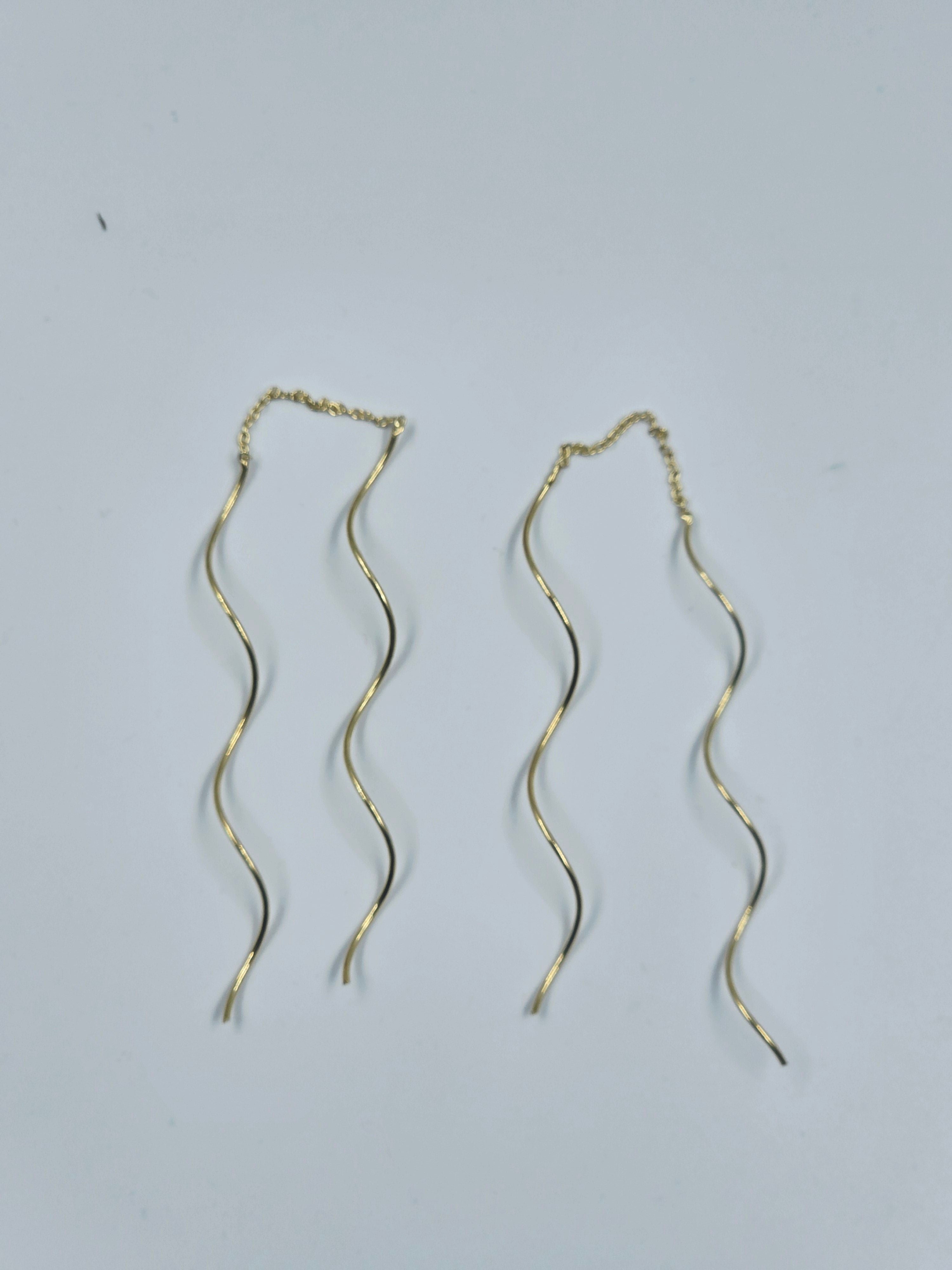 Sterling Silver Wave Dangle Earrings