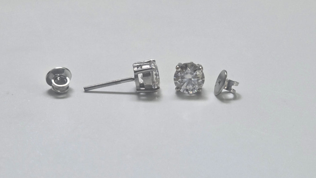 Moissanite Earrings in Sterling Silver with Certificate