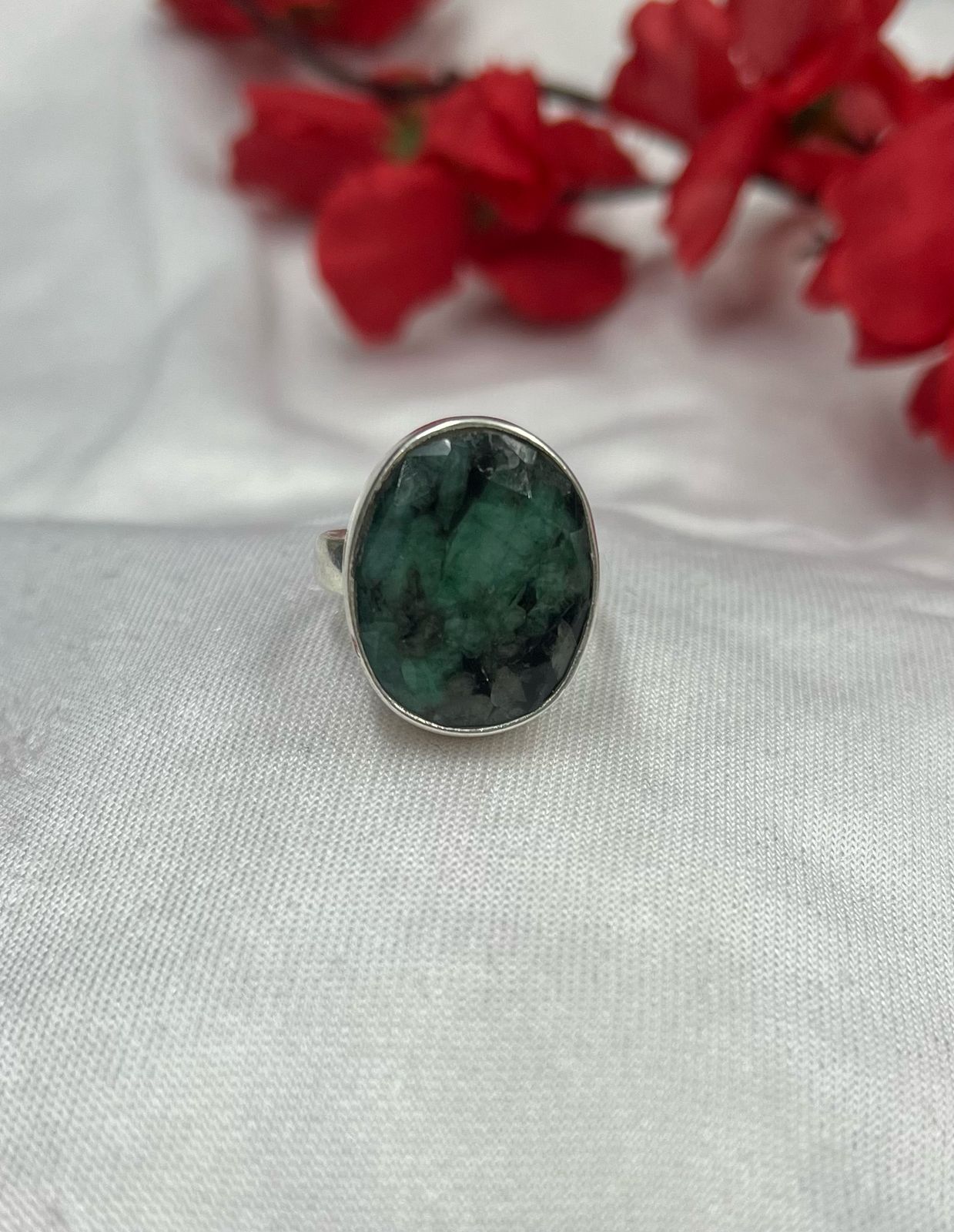 Natural Emerald Ring – Sterling Silver with Certificate