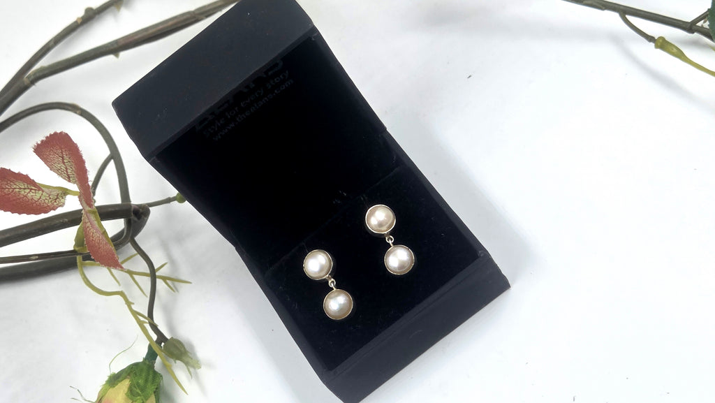 Freshwater Dual Pearl Earrings in 92.5 Sterling Silver