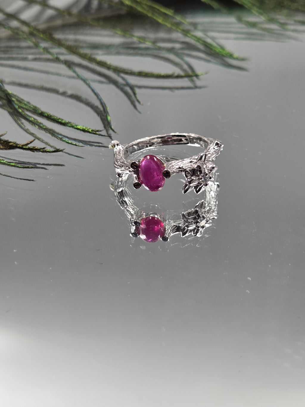 GF Ruby & Lab-Grown Diamond Sterling Silver Ring with Certificate