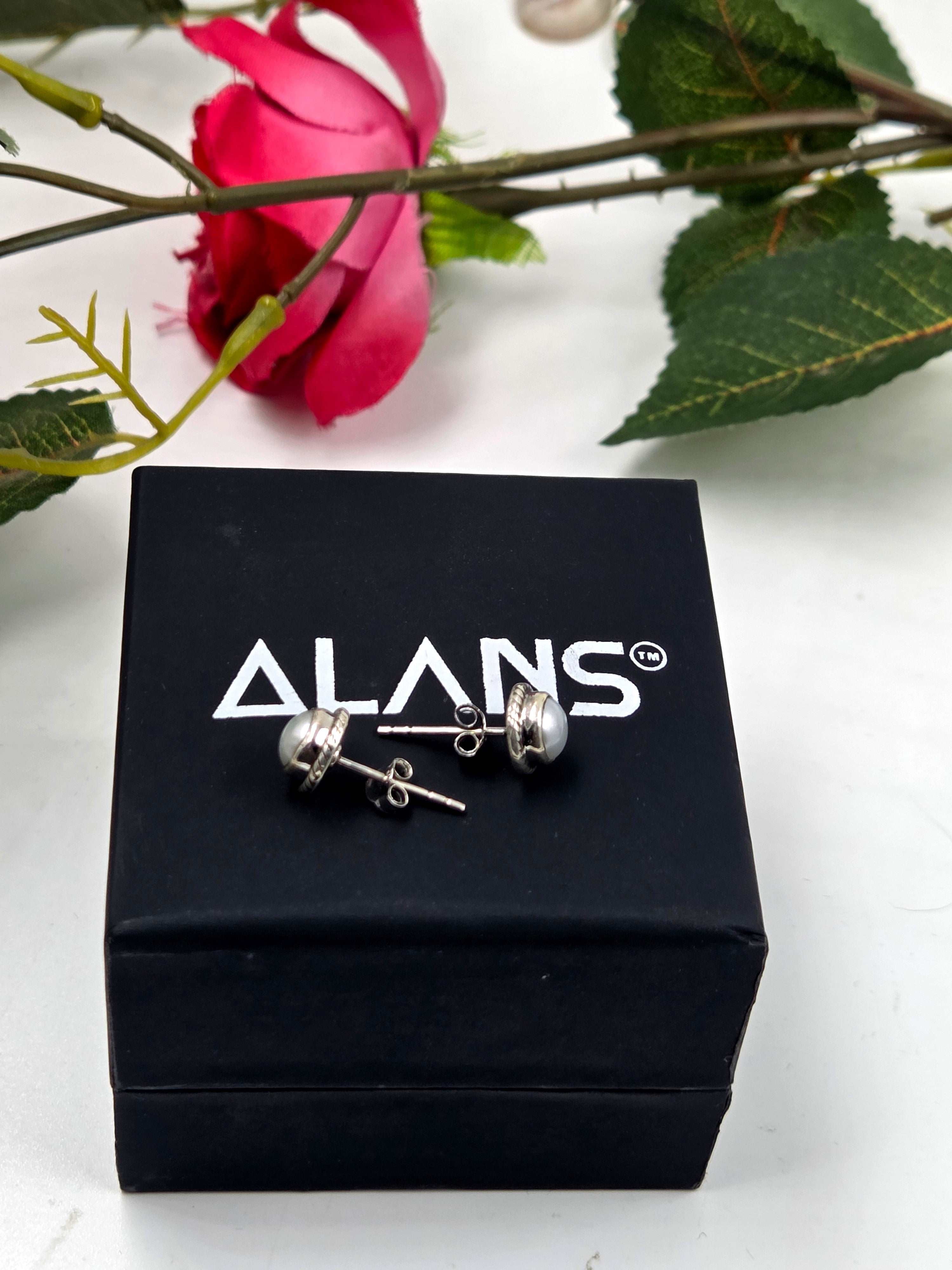 Pearl Frame Sterling Silver Studs