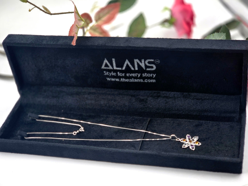 Citrine, Amethyst & Blue Topaz Sterling Silver Necklace
