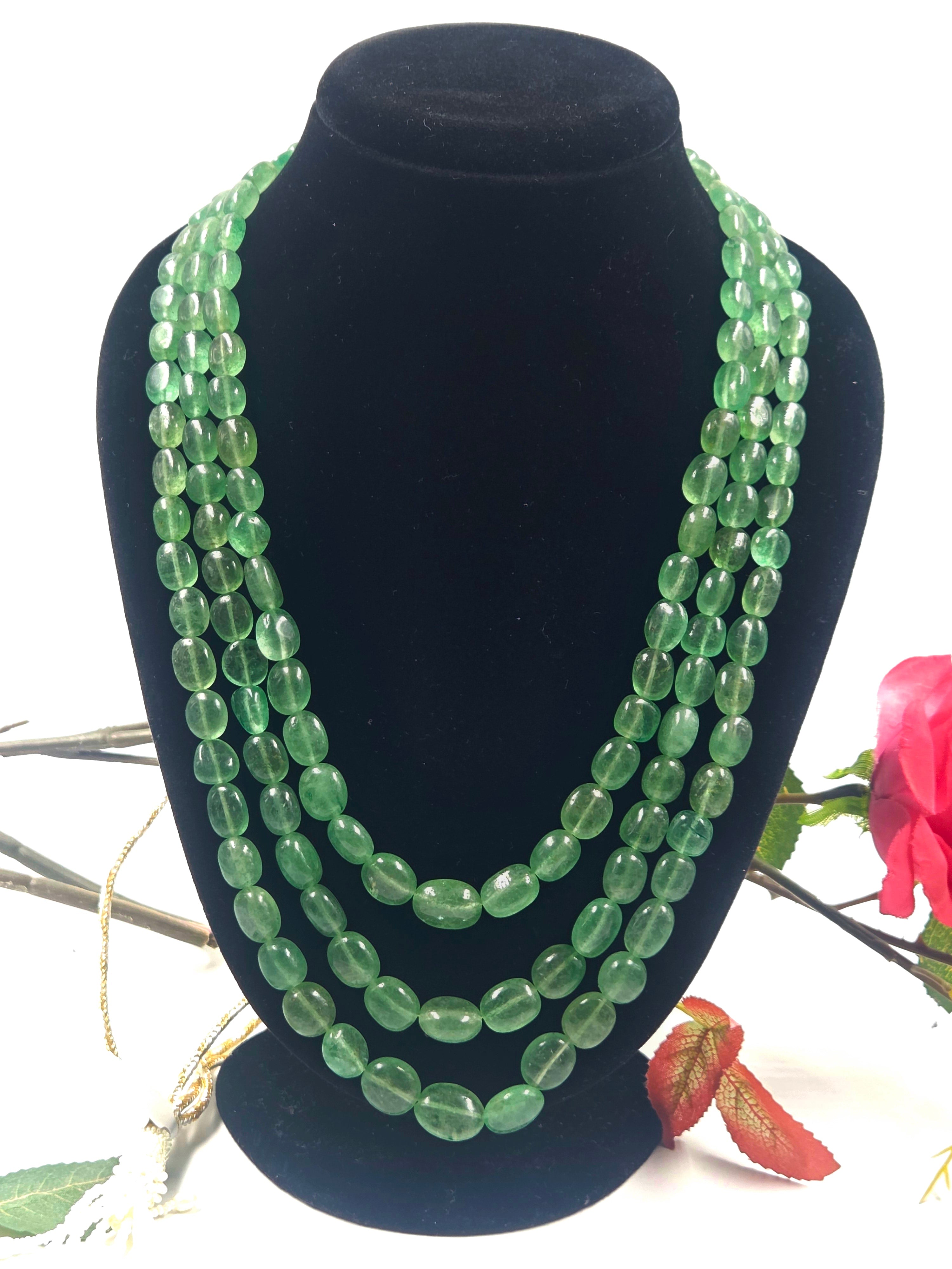 Strawberry Quartz 3-Line Necklace (Sarafa Style)