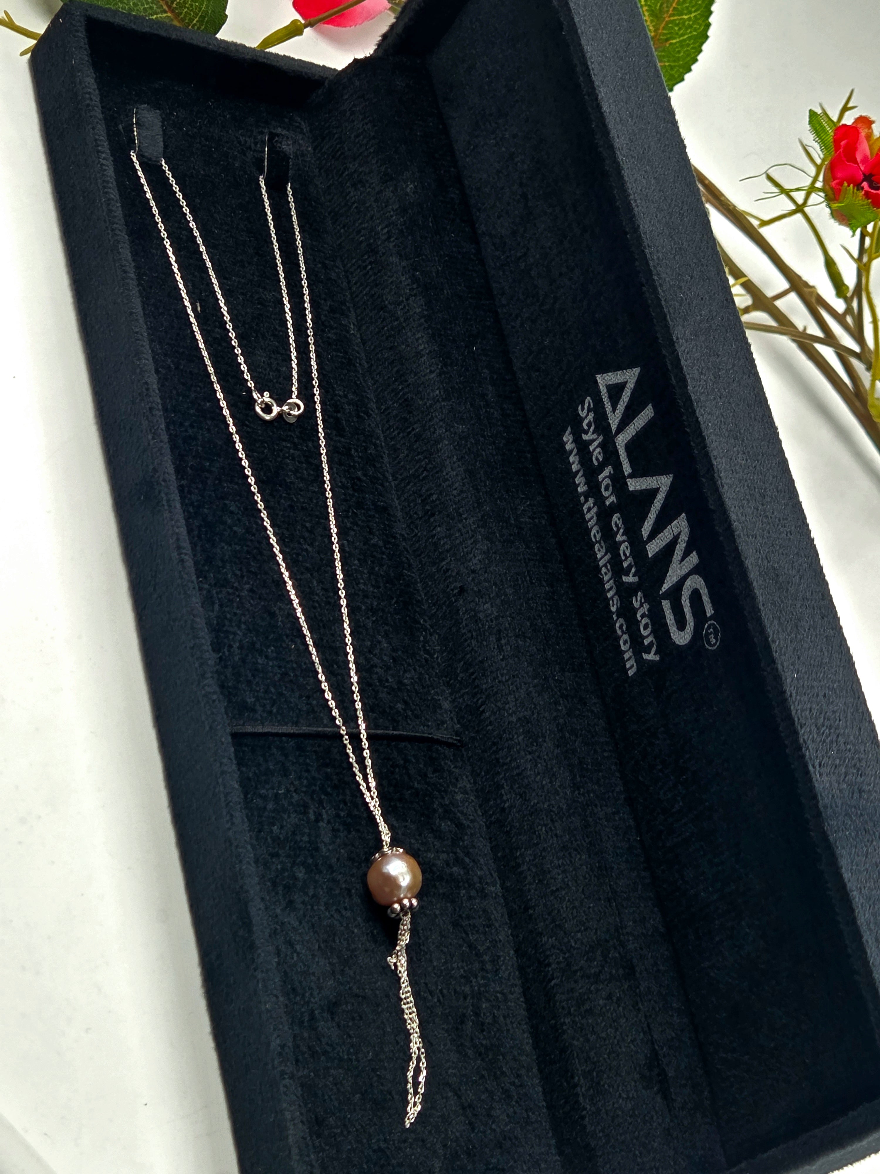 Blush Freshwater Pearl Drop Necklace in Sterling Silver