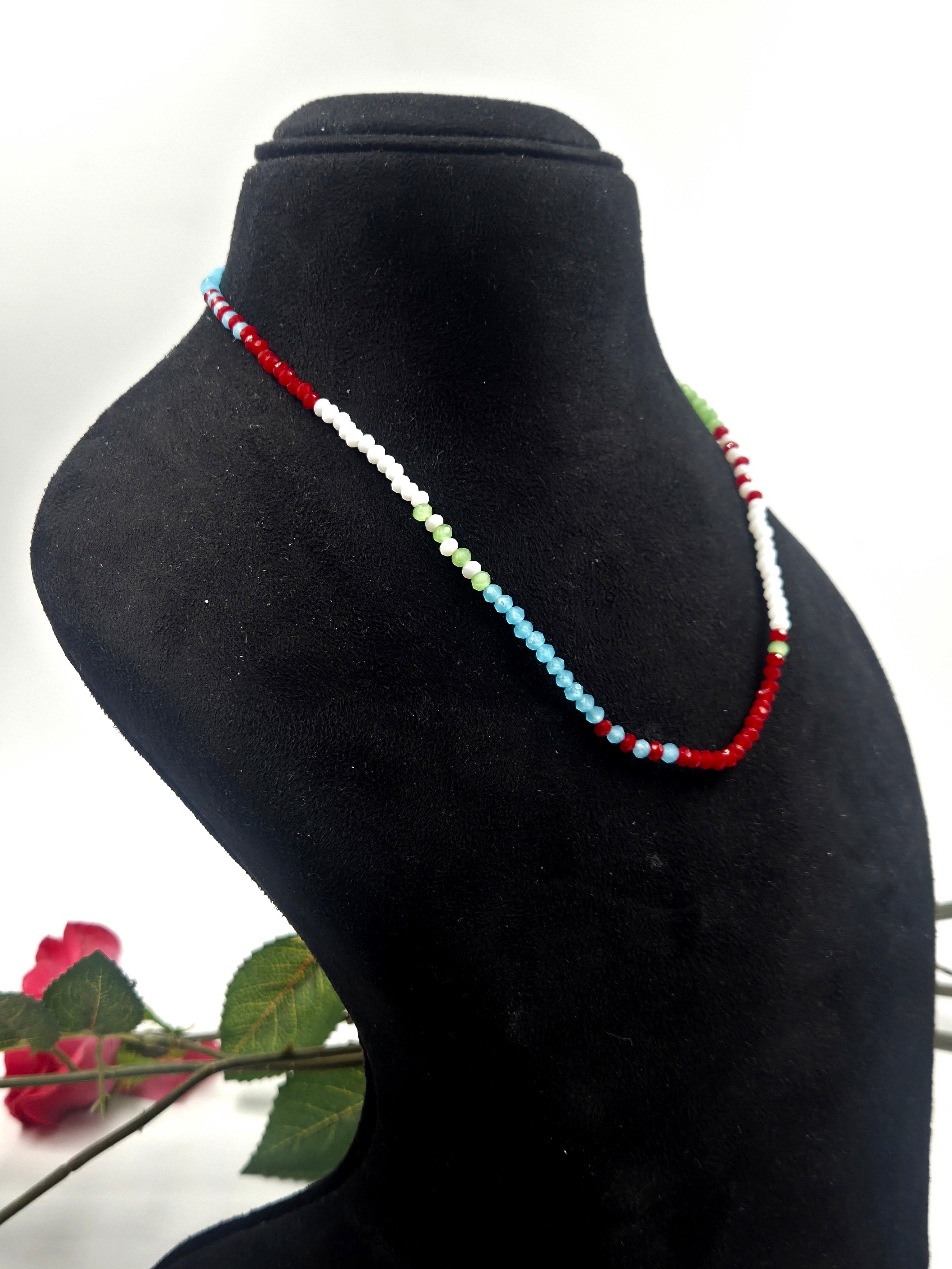 Beaded Necklace with Sterling Silver Lock
