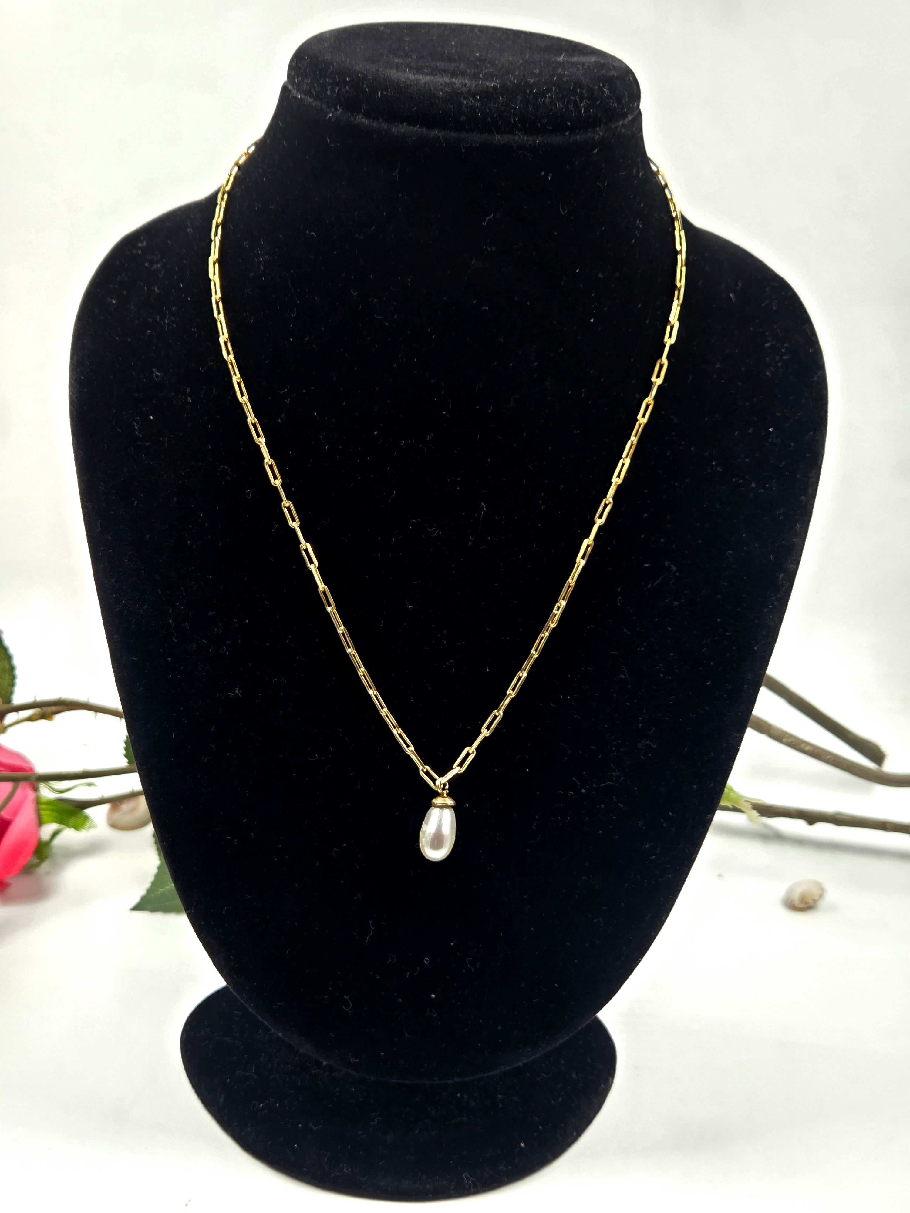 Pearl Drop Chain – Freshwater Pearl Necklace in Sterling Silver