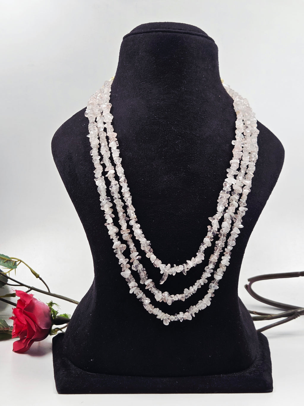 3-Line Rose Quartz Necklace – Sarafa Style