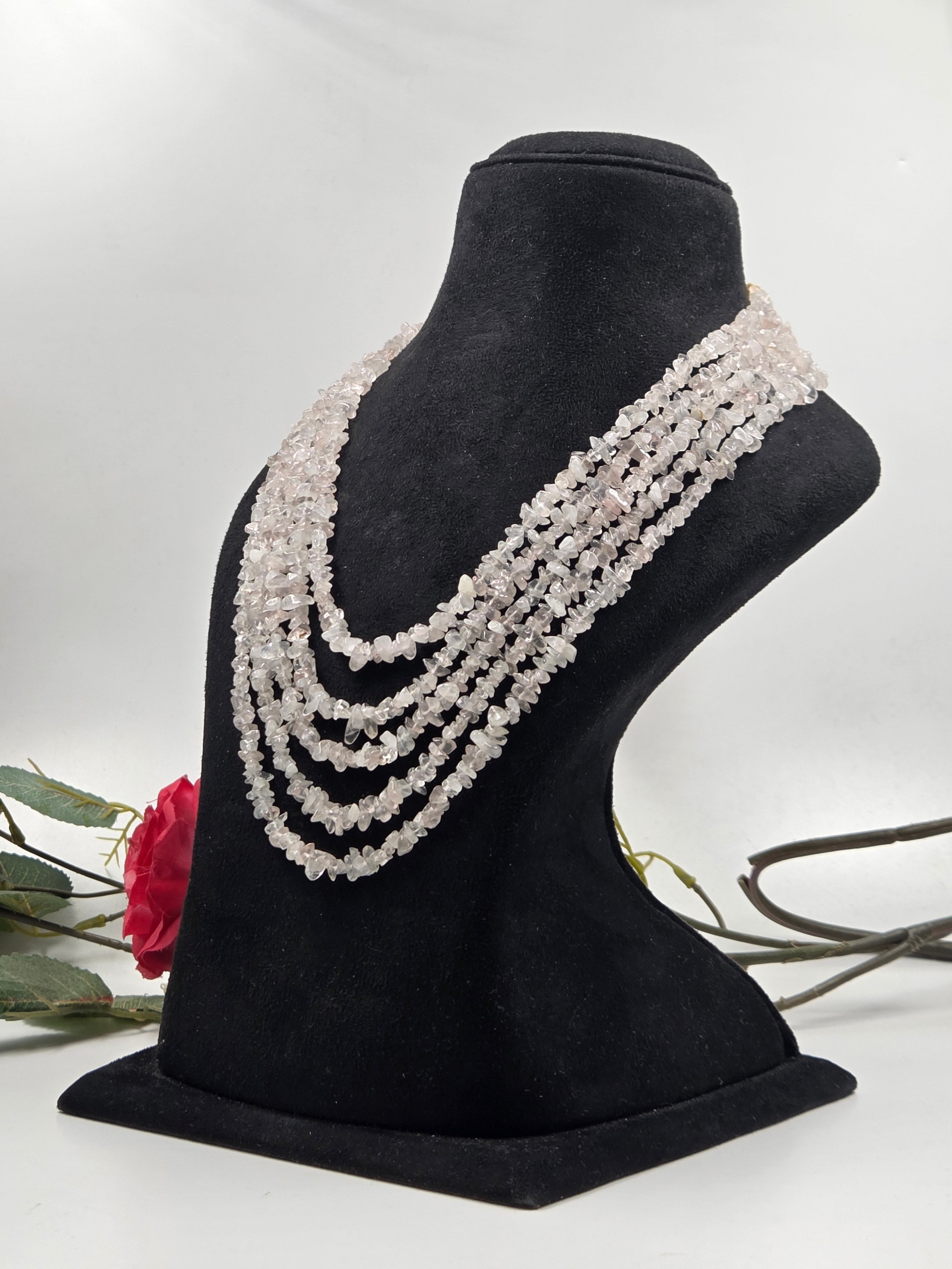 5-Line Rose Quartz Necklace – Sarafa Style