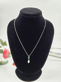 Natural Emerald Necklace with Freshwater Pearl Drop in Sterling Silver