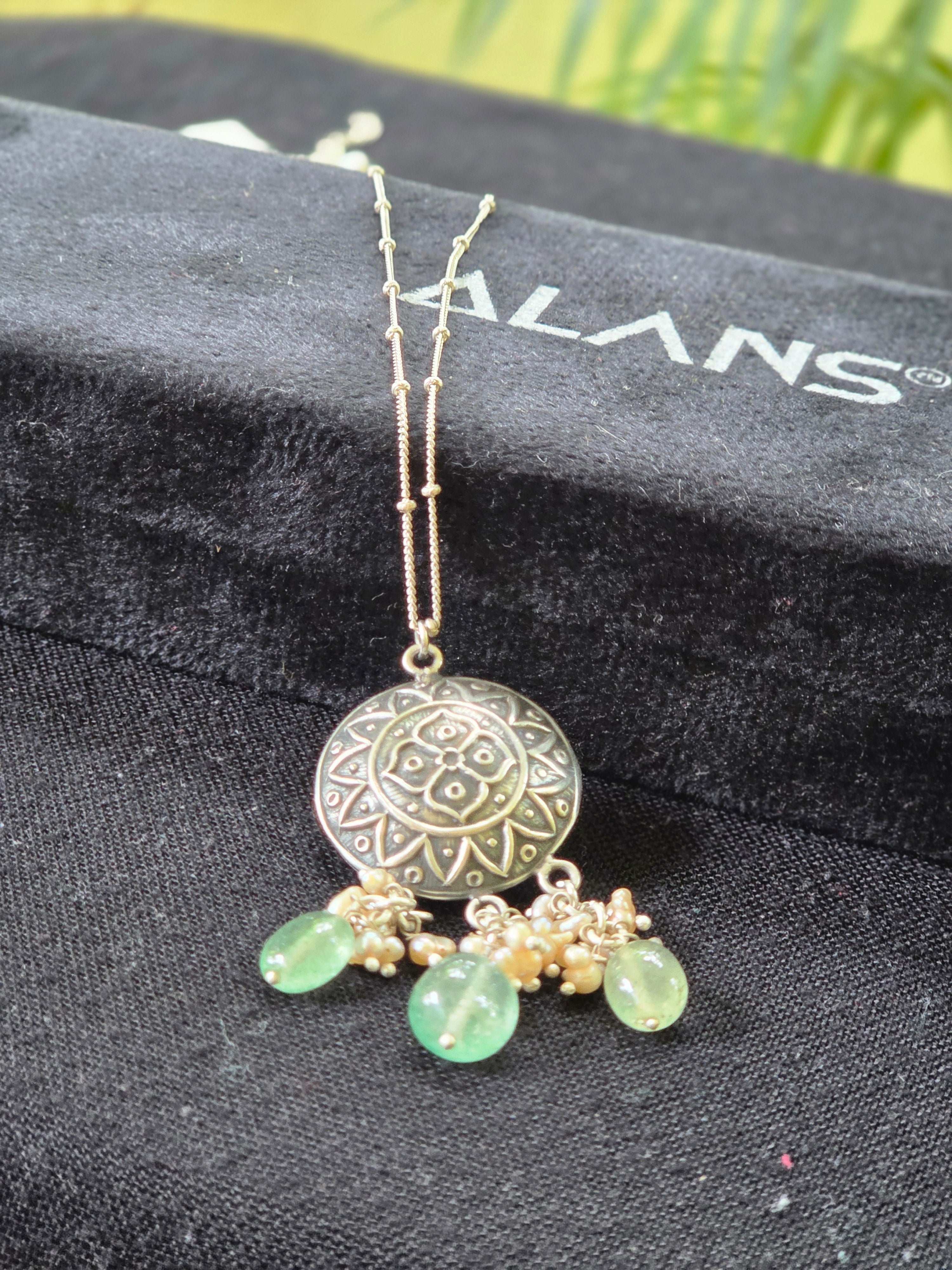 Sterling Silver Necklace with Strawberry Quartz & Freshwater Pearls