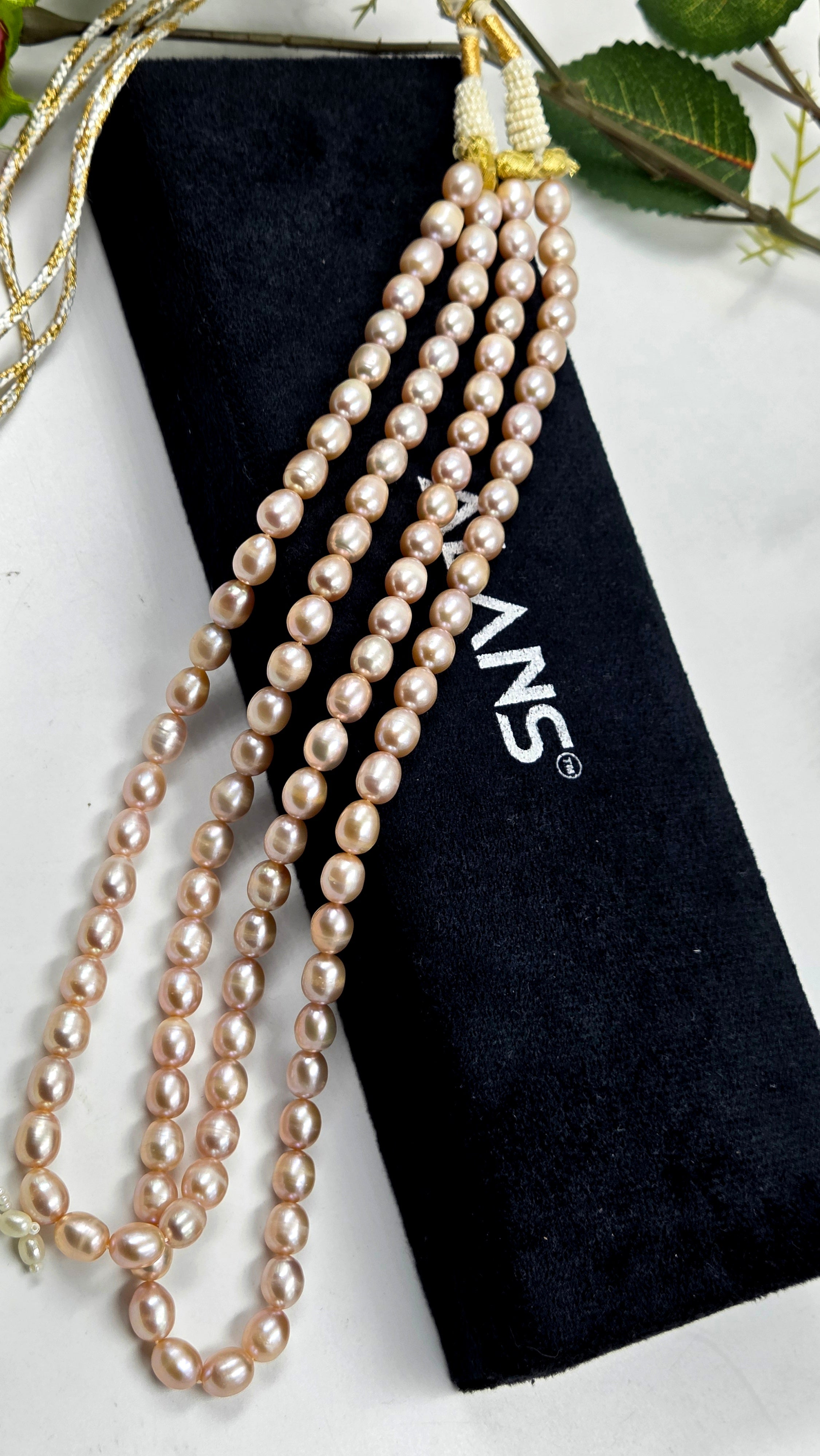 Natural Pink Freshwater Pearl Dual-Line Sarafa Necklace
