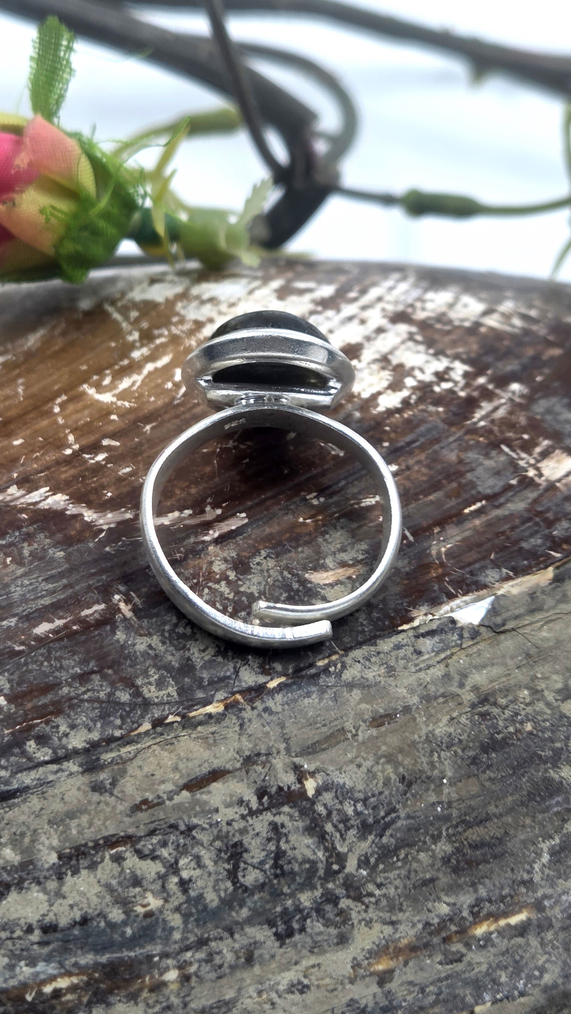 Adjustable Labradorite Ring in 92.5 Sterling Silver
